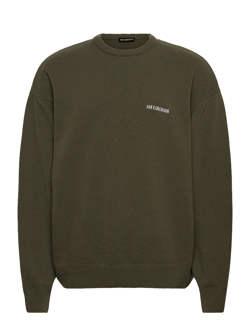 HAN Kjøbenhavn - Logo Relaxed Knit Sweater - rundhalsad - dark green - 0