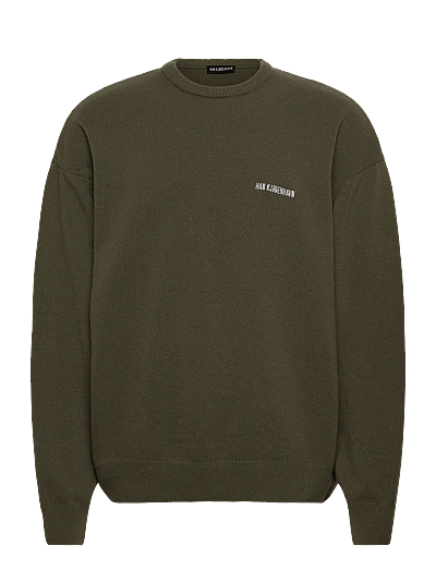HAN Kjøbenhavn Logo Relaxed Knit Sweater - Clothing - DARK GREEN / khaki/green