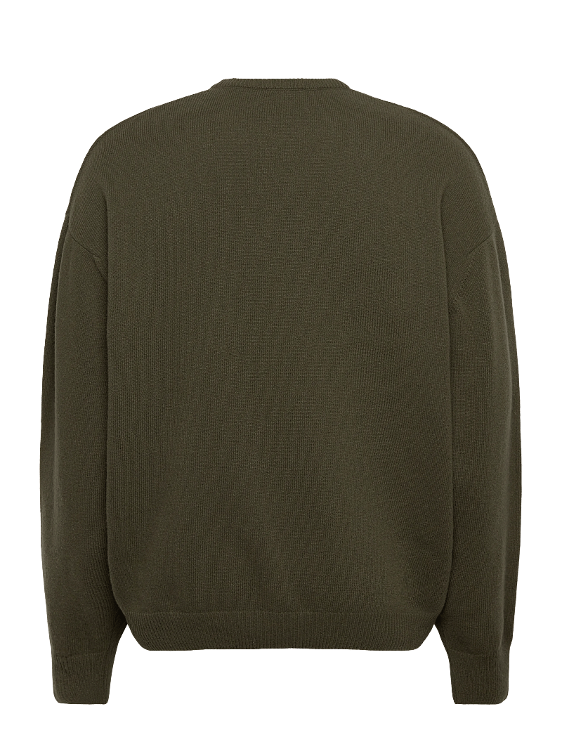HAN Kjøbenhavn - Logo Relaxed Knit Sweater - rundhalsad - dark green - 1