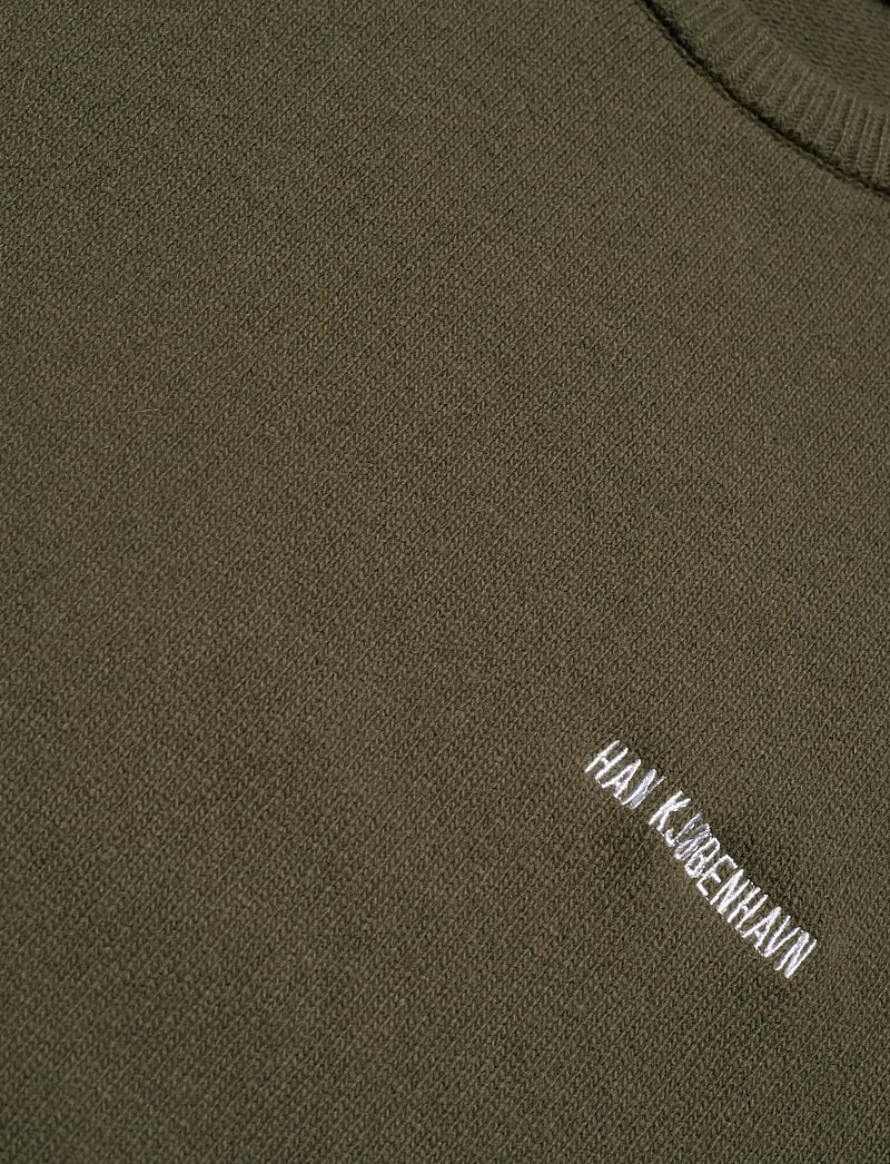 HAN Kjøbenhavn - Logo Relaxed Knit Sweater - rundhalsad - dark green - 2