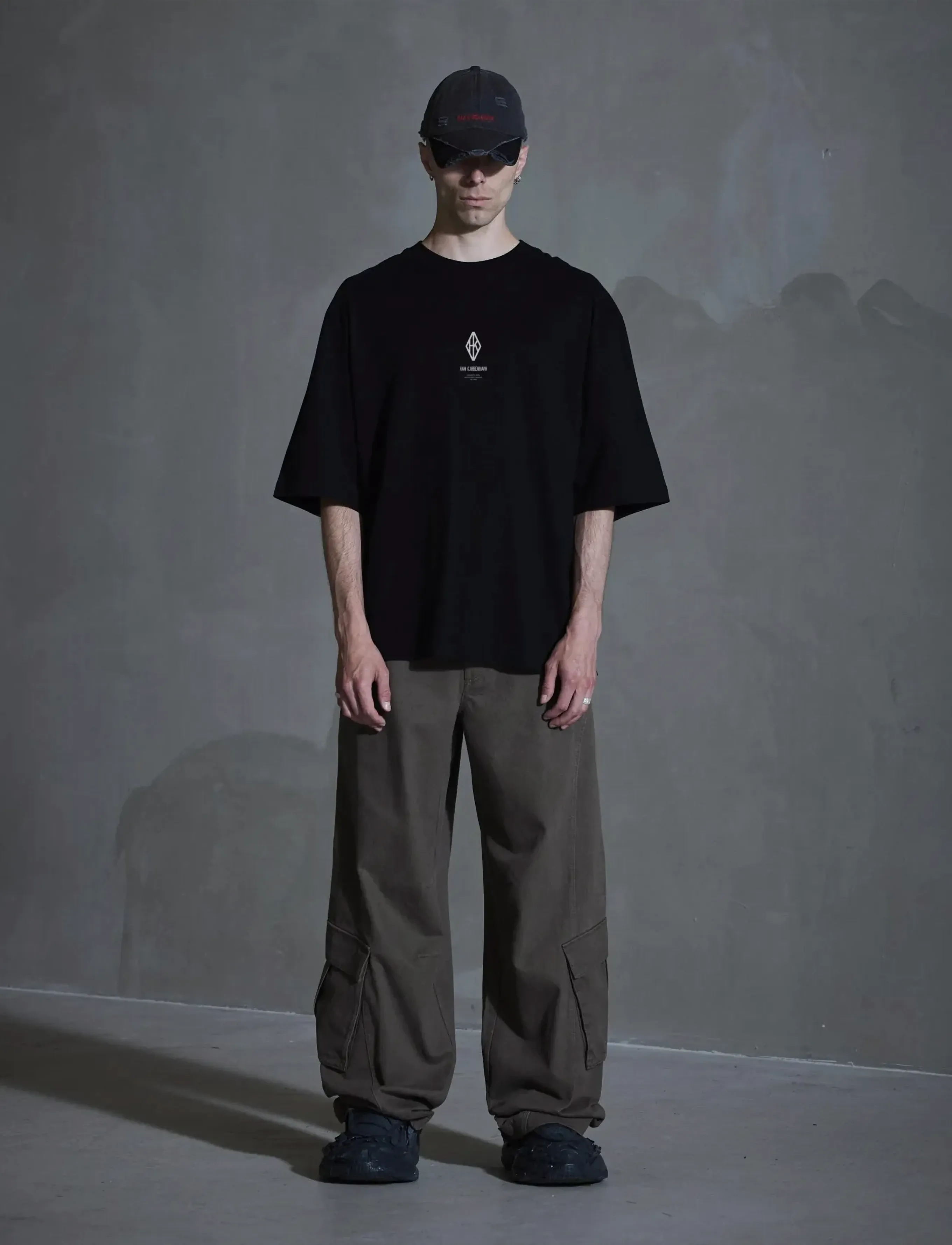 HAN Kjøbenhavn Diamond Oversized Tee - Danska märken - BLACK / black