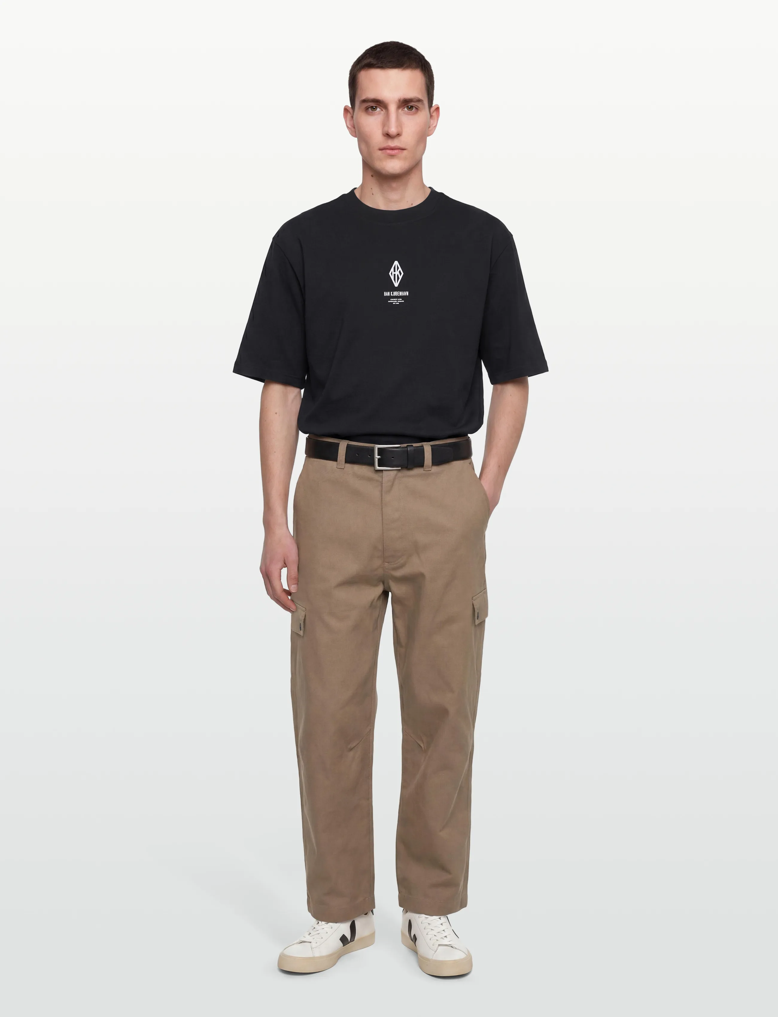 HAN Kjøbenhavn Diamond Loose Tee, XXL, T-shirts, Schwarz - Short-sleeved, Männerswear