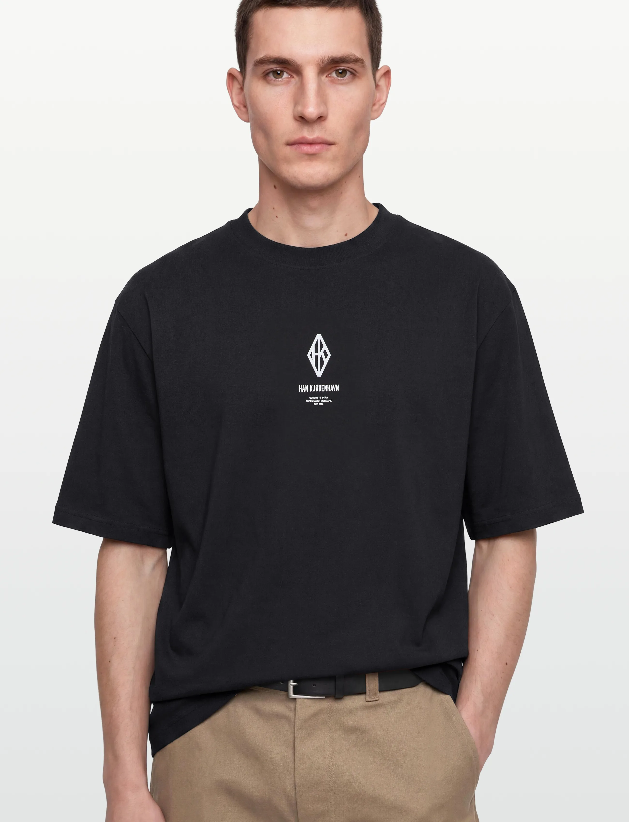 HAN Kjøbenhavn - Diamond Loose Tee - kortärmade t-shirts - black/white - 3