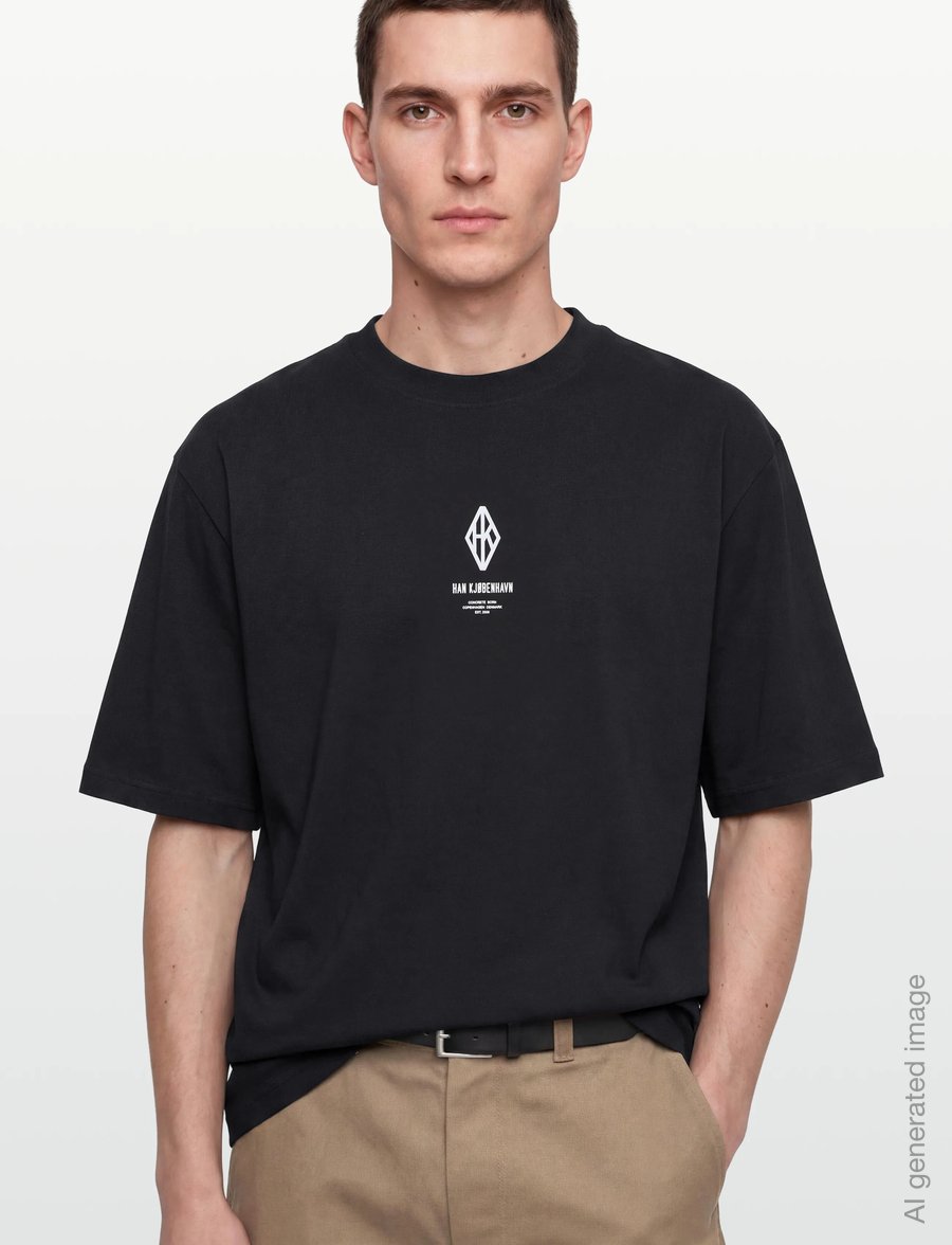 HAN Kjøbenhavn - Diamond Loose Tee - lühikeste varrukatega t-särgid - black/white - 3