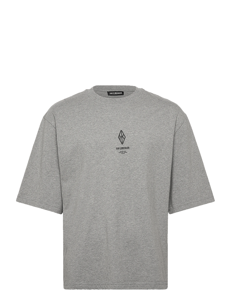 HAN Kjøbenhavn - Diamond Loose Tee - t-shirts - grey melange - 1