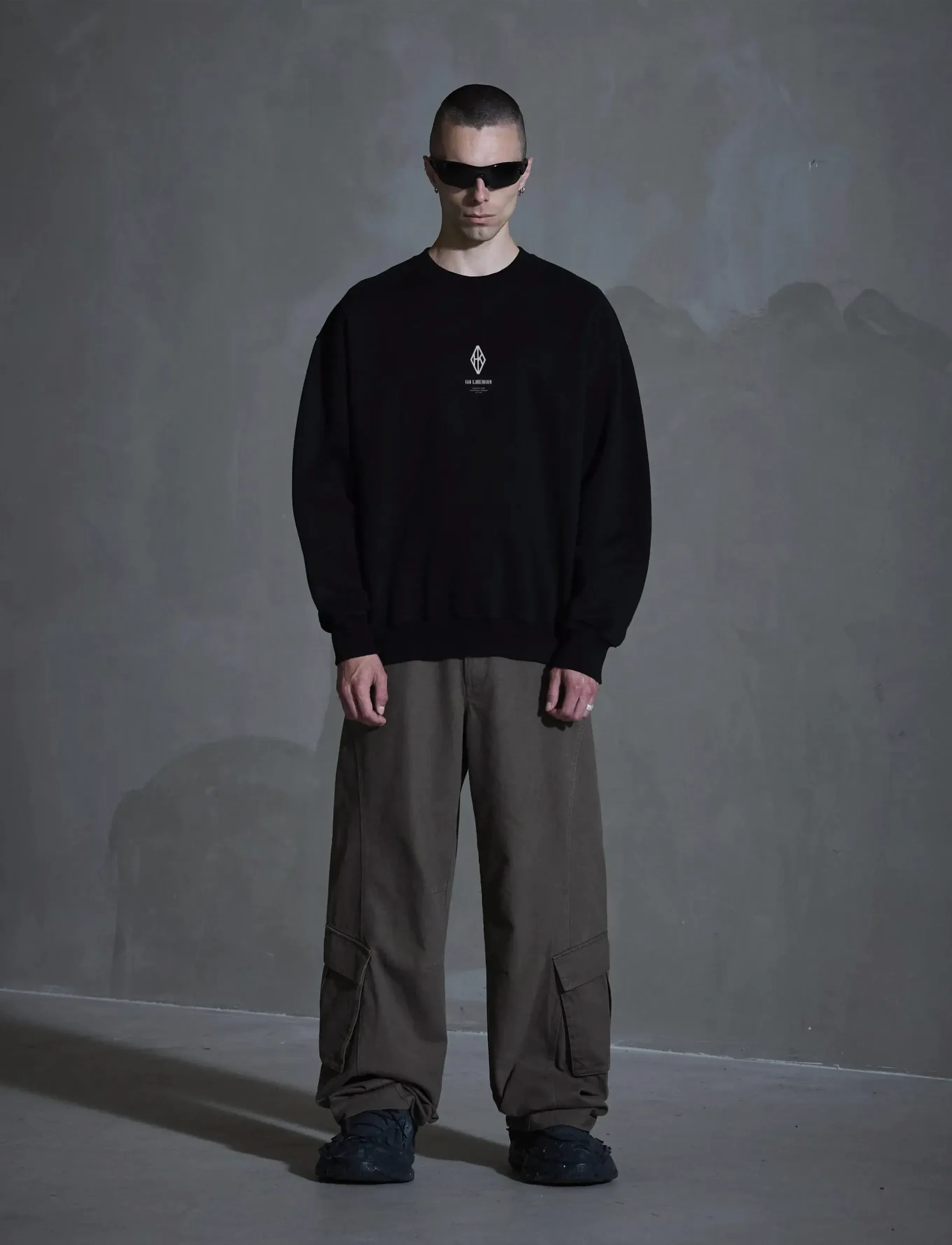HAN Kjøbenhavn Diamond Oversized Crewneck, M, Black, Sweatshirts & Hættetrøjer > Sweatshirts, Herre