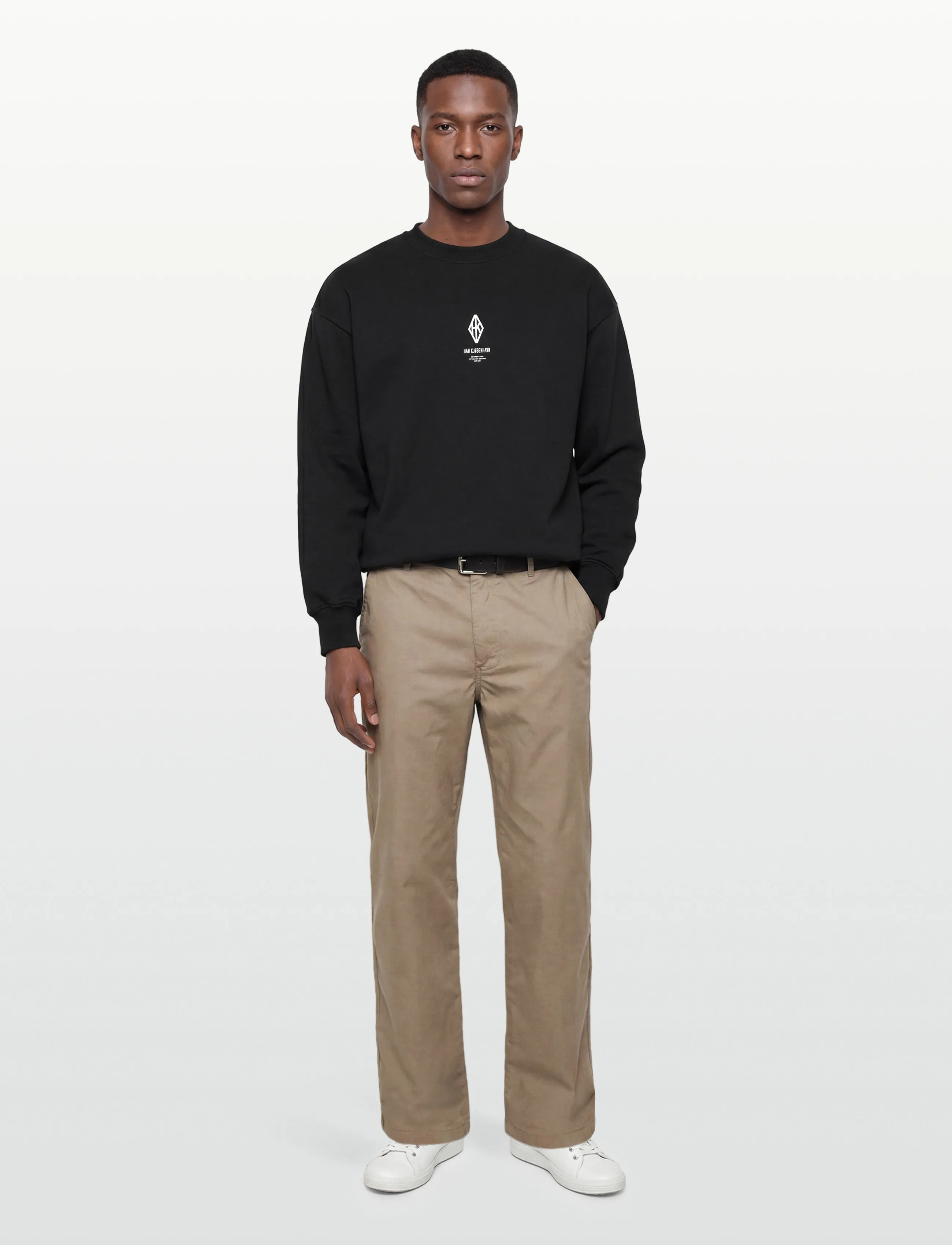 HAN Kjøbenhavn Diamond Loose Crewneck - Sweatshirts - BLACK/WHITE / black