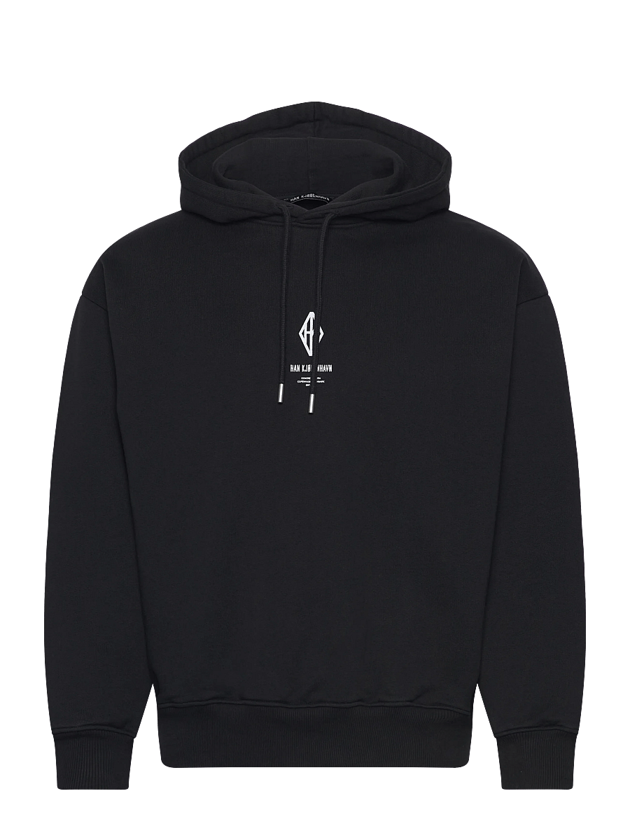HAN Kjøbenhavn - Diamond Loose Hoodie - kapuutsiga dressipluusid - black/white - 1