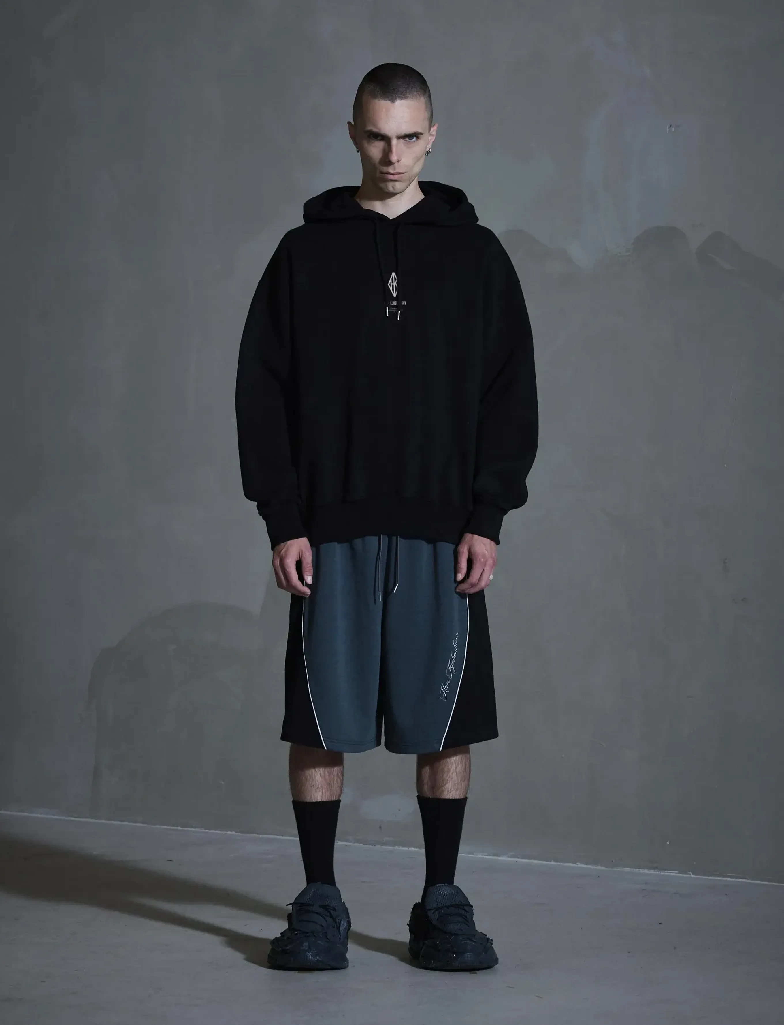 HAN Kjøbenhavn Diamond Loose Hoodie - Riided - BLACK/WHITE / black