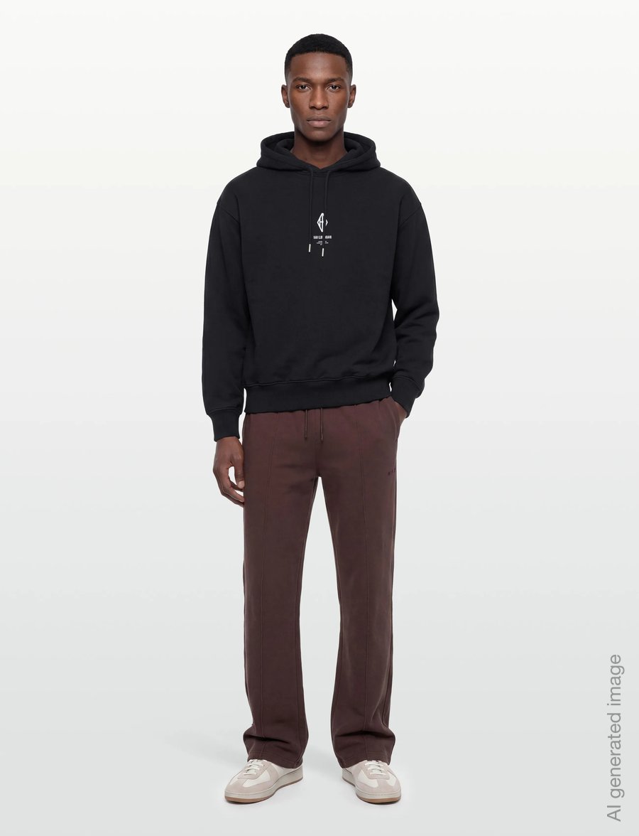 HAN Kjøbenhavn - Diamond Loose Hoodie - hættetrøjer - black/white - 0