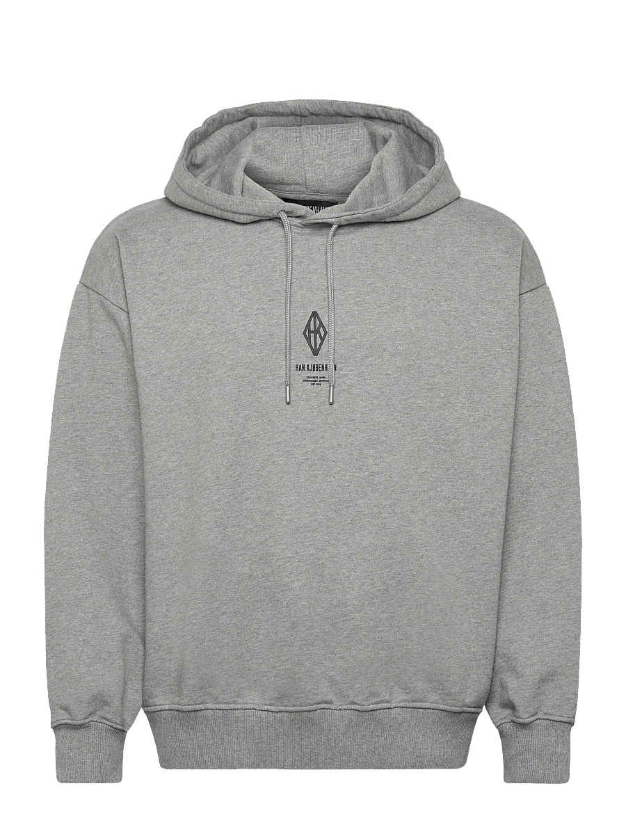 HAN Kjøbenhavn - Diamond Loose Hoodie - kapuutsiga dressipluusid - grey melange - 1