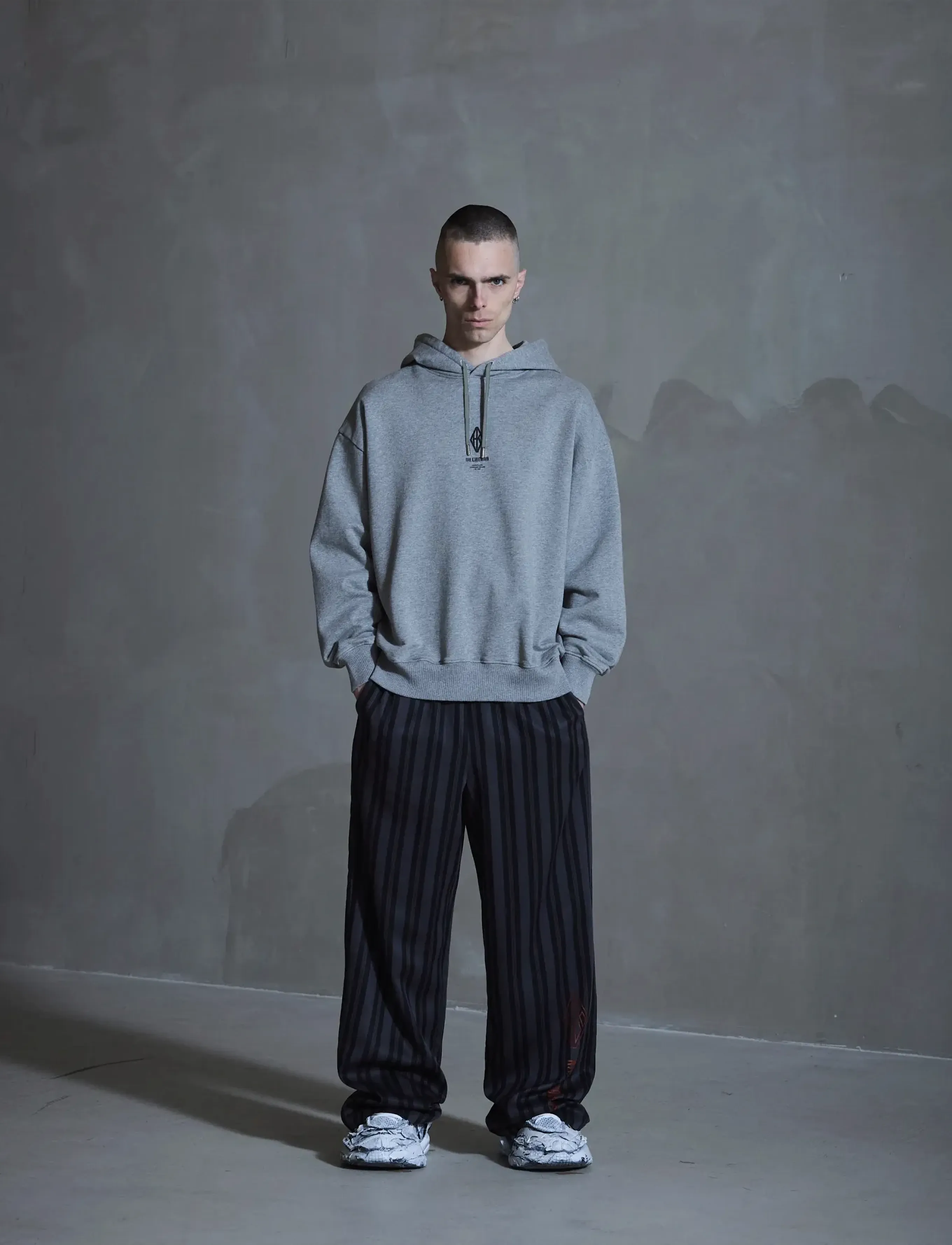 HAN Kjøbenhavn Diamond Loose Hoodie - Hupparit - GREY MELANGE / grey