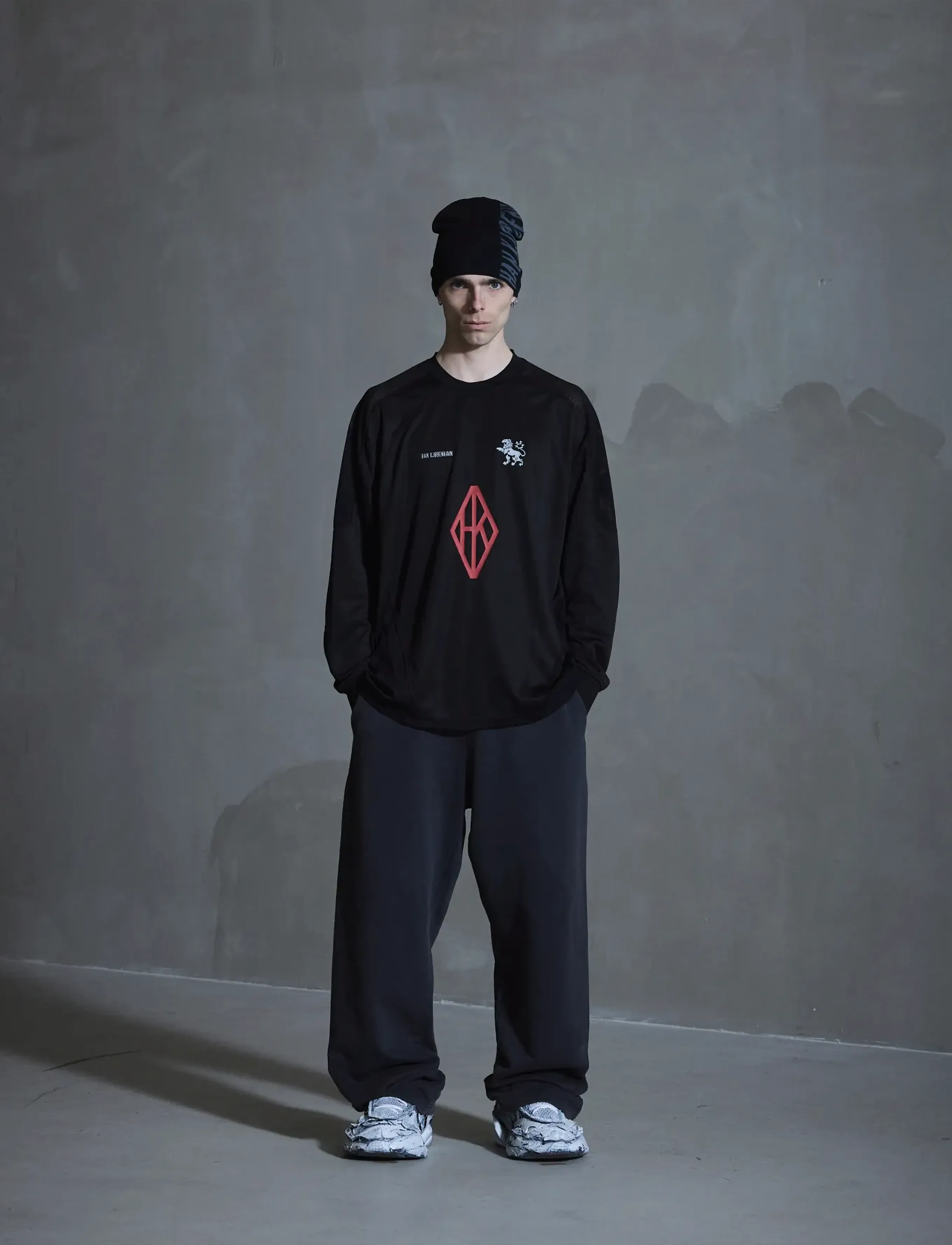 HAN Kjøbenhavn Diamond Football Long Sleeve - Kläder - BLACK / black