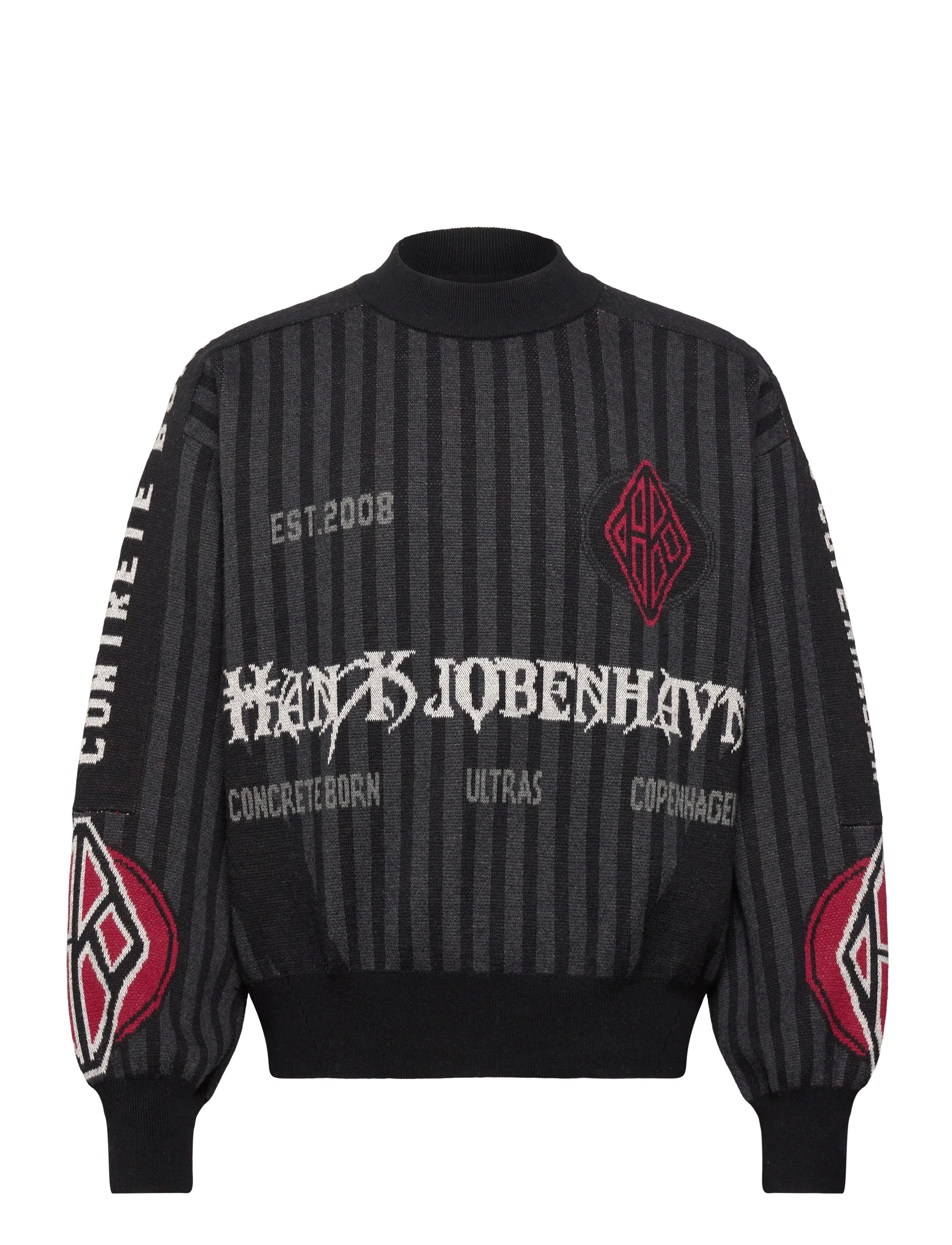 Football Knit Sweater - BLACK/GREY