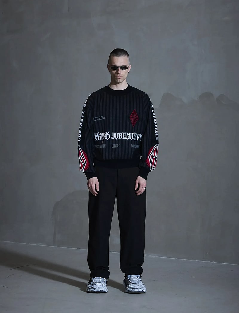 HAN Kjøbenhavn - Football Knit Sweater - rundhals - black/grey - 0