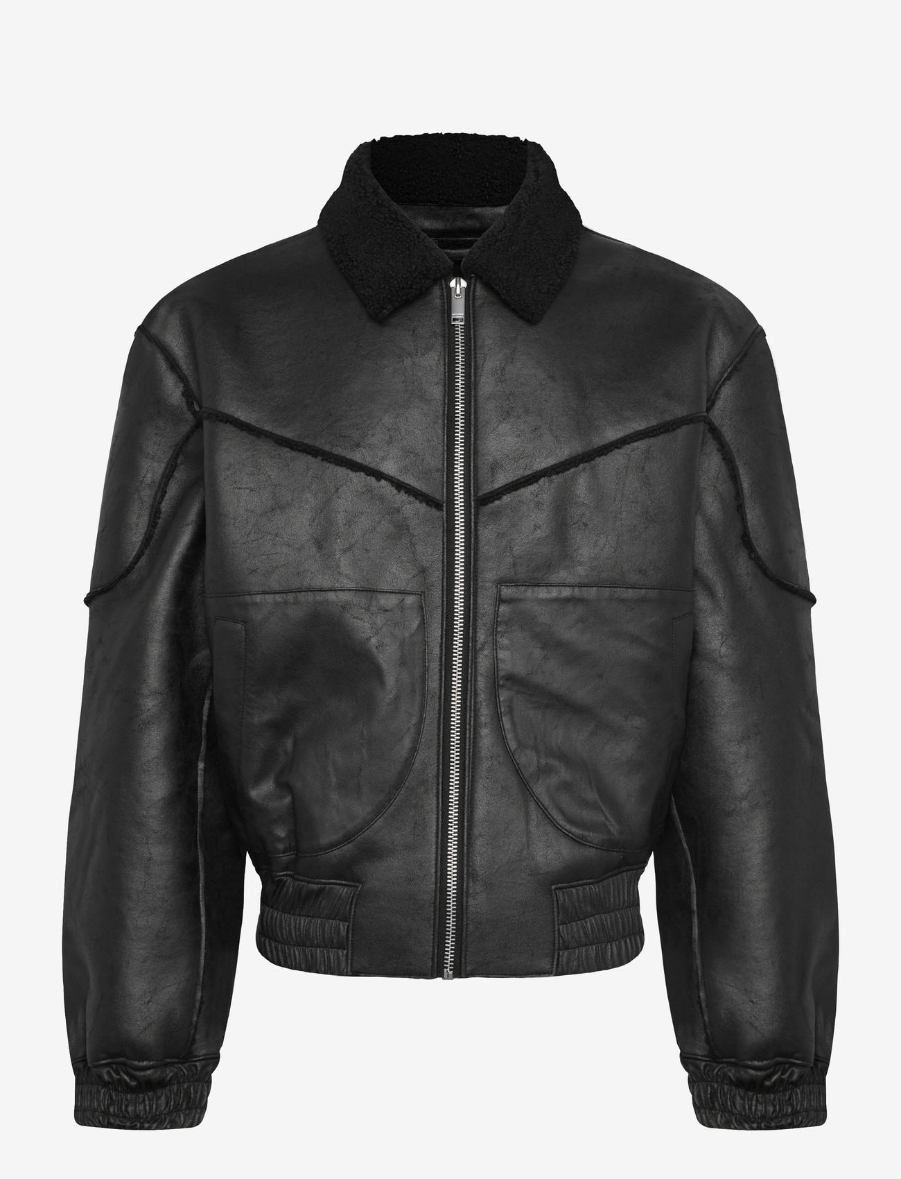 HAN Kjøbenhavn - Faux Shearling Boxy Jacket - vestes de printemps - black - 1