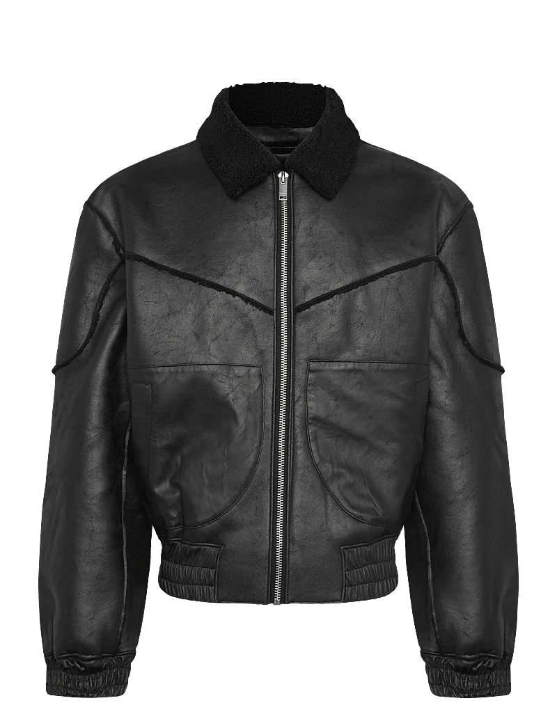 HAN Kjøbenhavn - Faux Shearling Boxy Jacket - vestes de printemps - black - 1