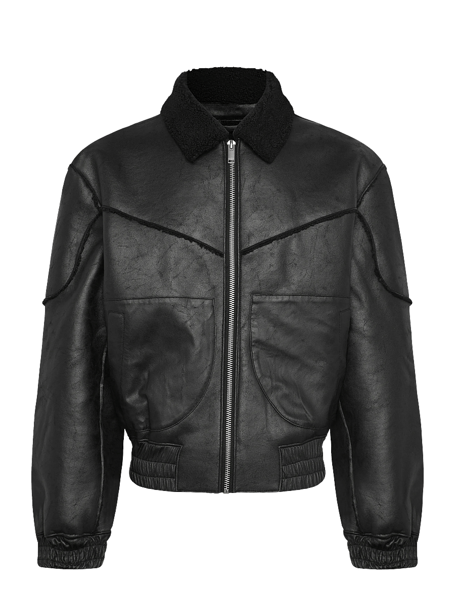 HAN Kjøbenhavn - Faux Shearling Boxy Jacket - forårsjakker - black - 1