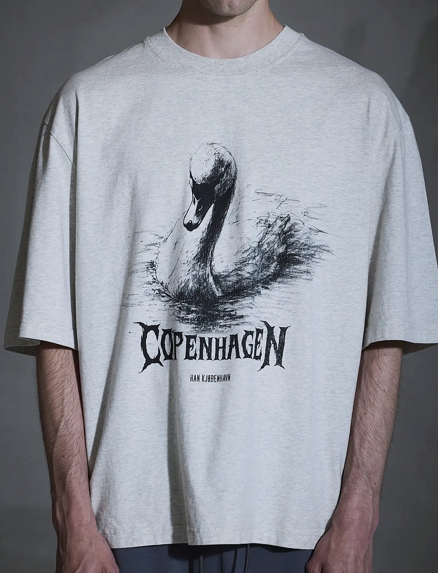 HAN Kjøbenhavn - HK Swan Oversized Tee - kurzärmelig - light grey melange - 0