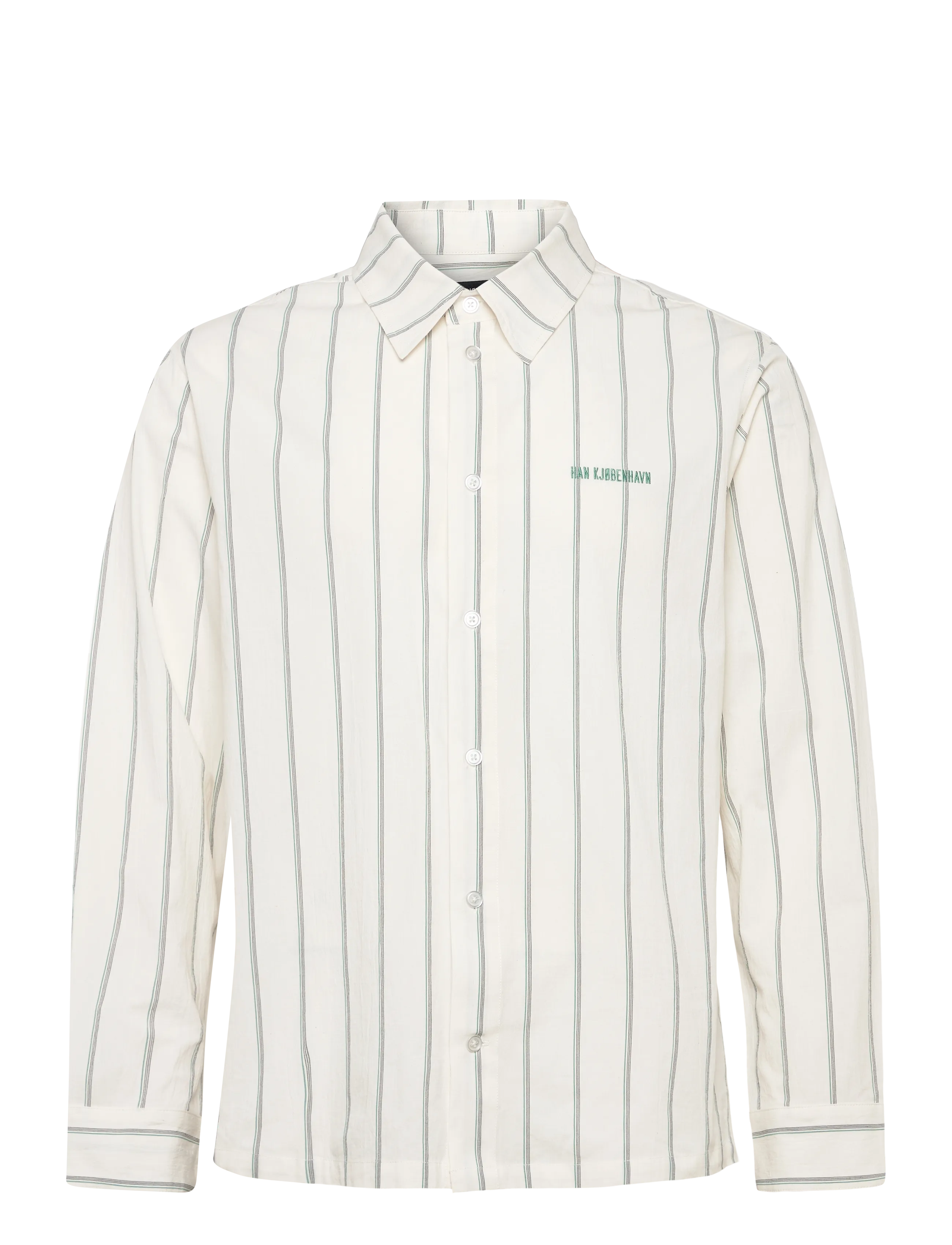 HAN KJØBENHAVN Retro Gestreift Shirt Cream - M - Herren