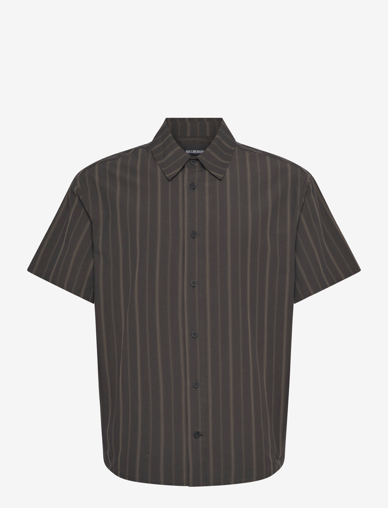 HAN Kjøbenhavn - Washed Stripe Short Sleeve Shirt - basic skjorter - dark brown - 1