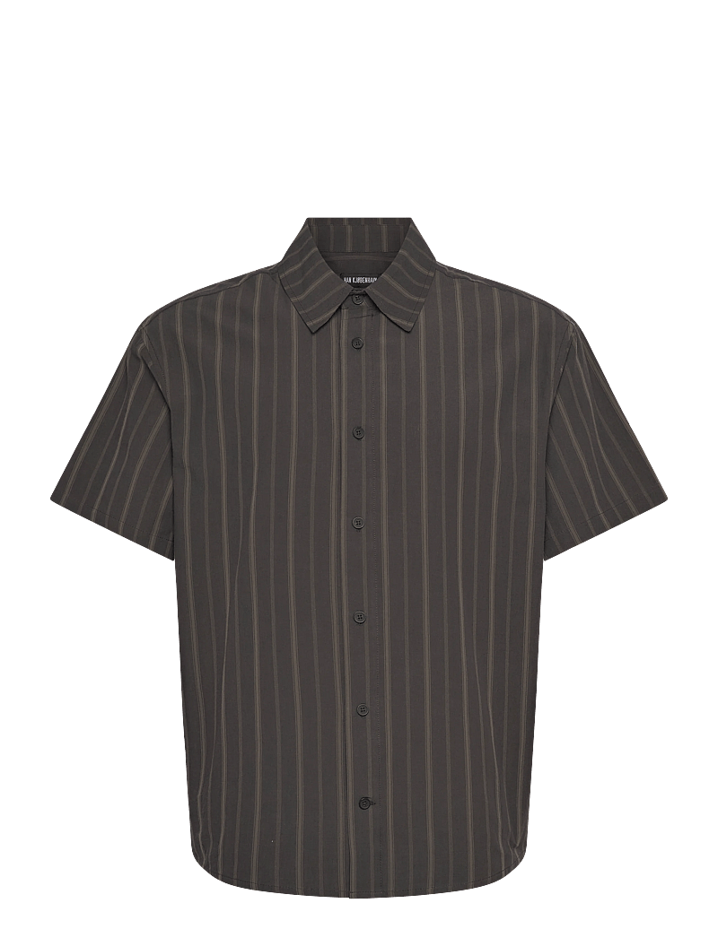 HAN Kjøbenhavn - Washed Stripe Short Sleeve Shirt - basic skjorter - dark brown - 1