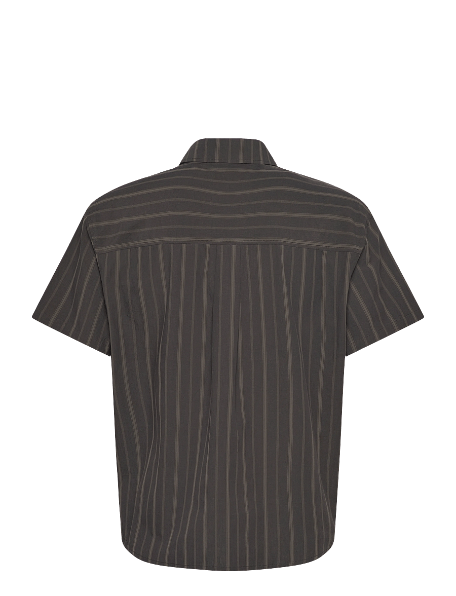 HAN Kjøbenhavn - Washed Stripe Short Sleeve Shirt - podstawowe koszulki - dark brown - 2