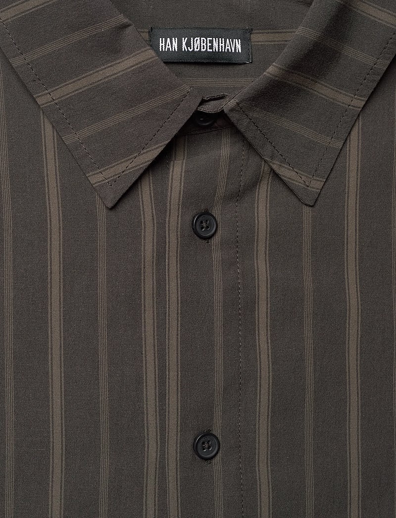 HAN Kjøbenhavn - Washed Stripe Short Sleeve Shirt - basic skjorter - dark brown - 3