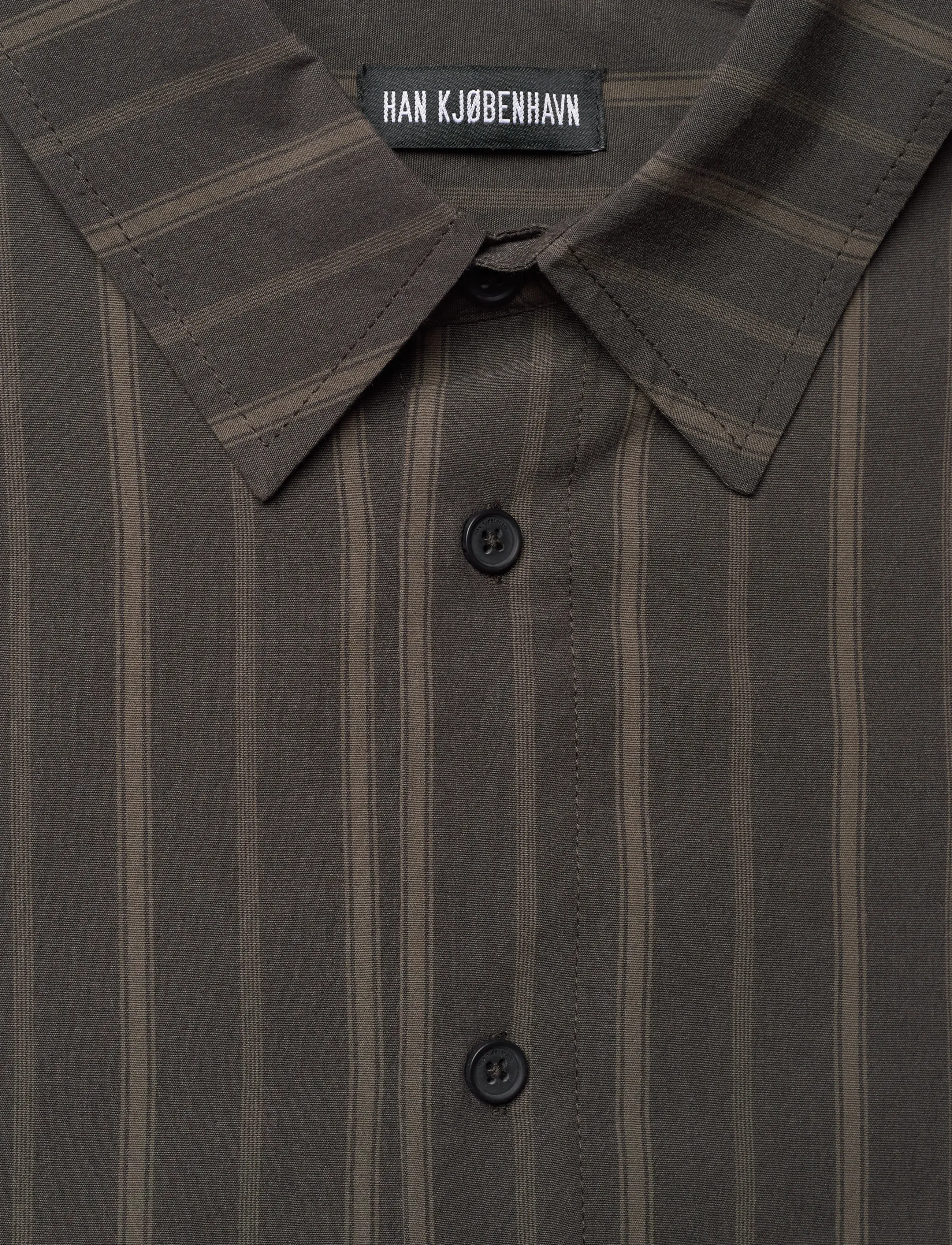 HAN Kjøbenhavn - Washed Stripe Short Sleeve Shirt - podstawowe koszulki - dark brown - 3