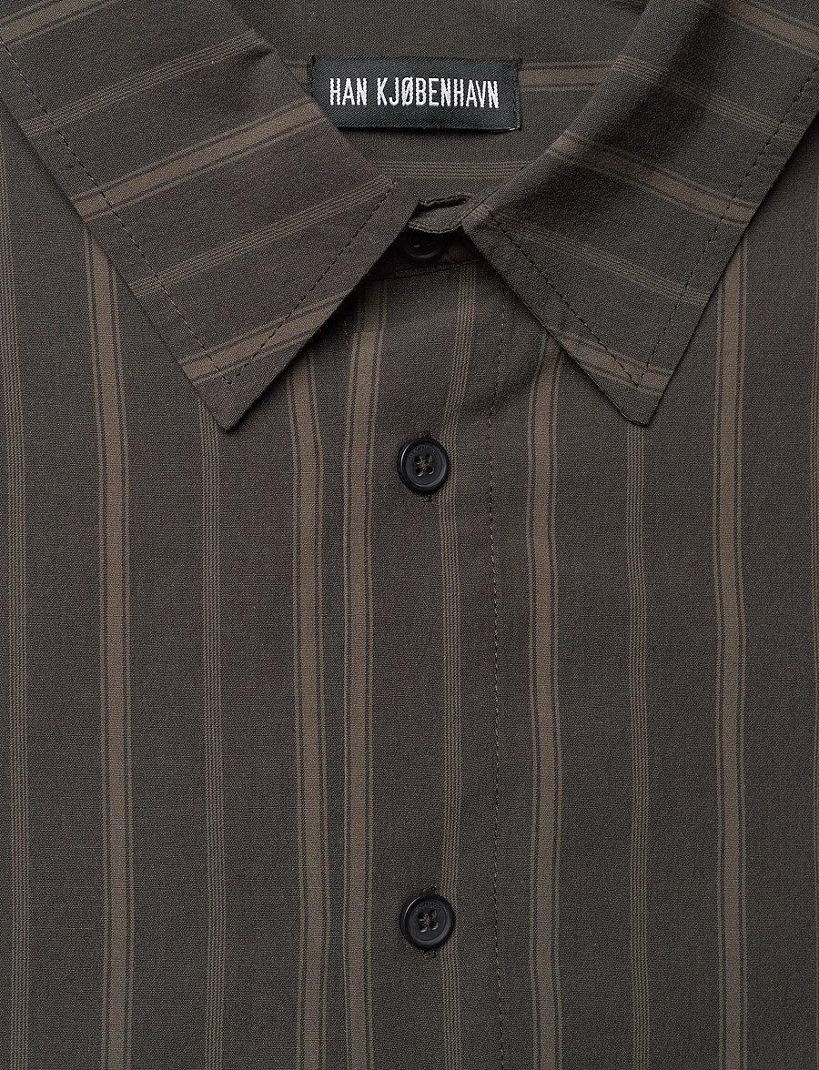 HAN Kjøbenhavn - Washed Stripe Short Sleeve Shirt - podstawowe koszulki - dark brown - 3