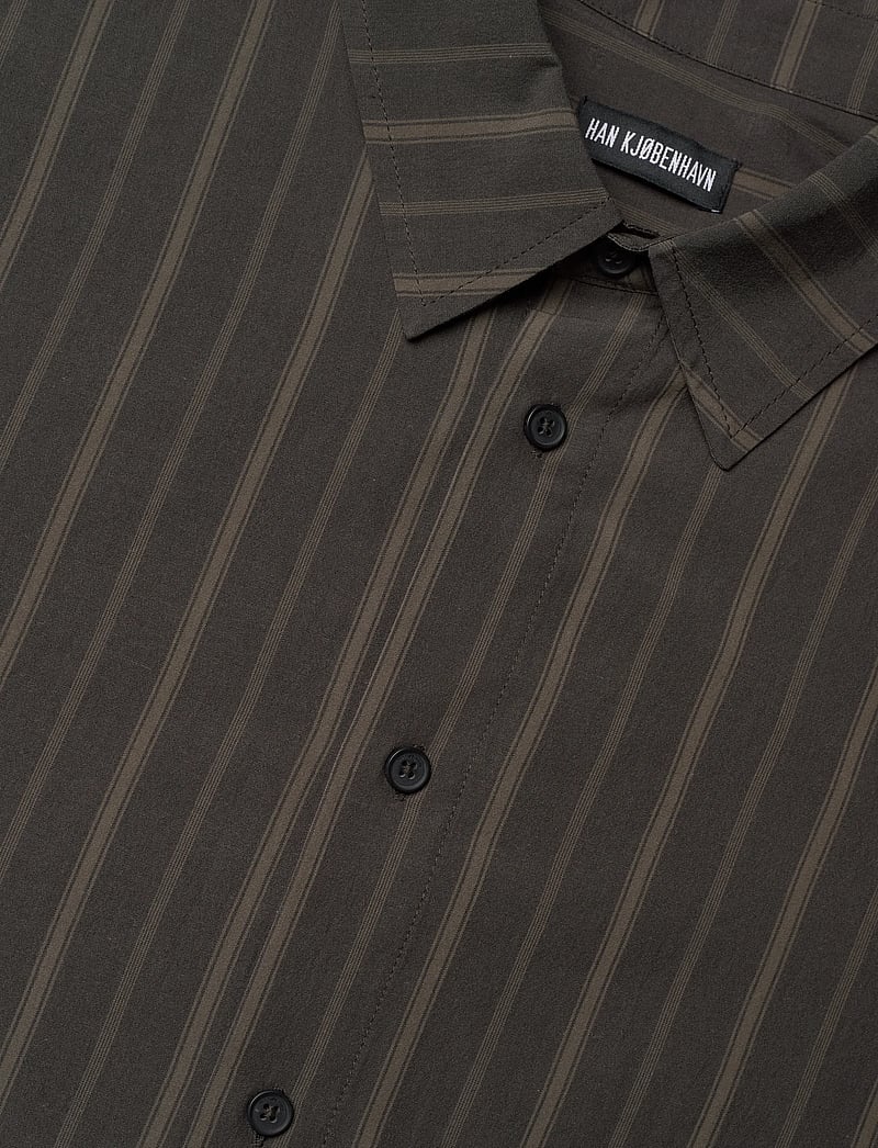 HAN Kjøbenhavn - Washed Stripe Short Sleeve Shirt - basic skjorter - dark brown - 4