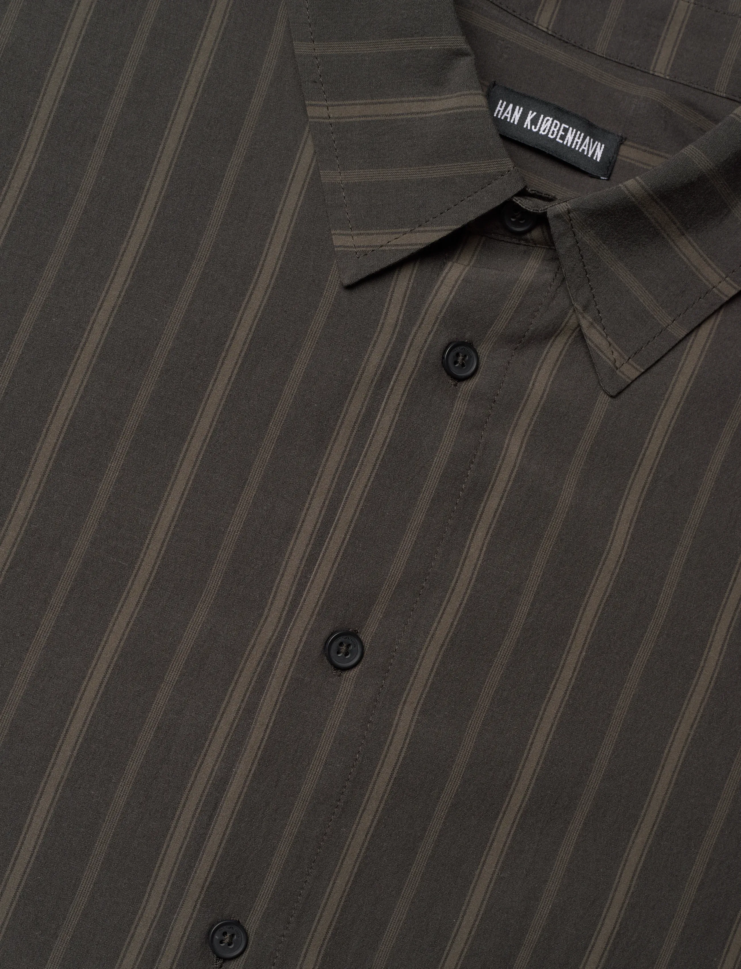 HAN Kjøbenhavn - Washed Stripe Short Sleeve Shirt - podstawowe koszulki - dark brown - 4