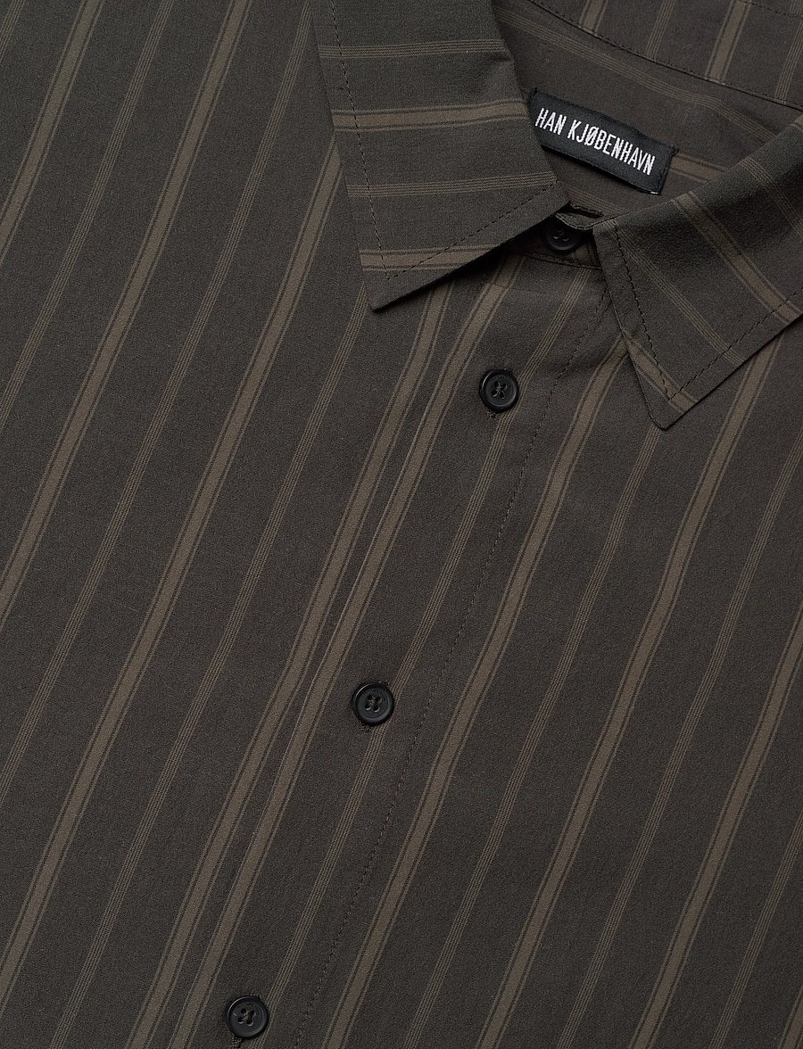 HAN Kjøbenhavn - Washed Stripe Short Sleeve Shirt - podstawowe koszulki - dark brown - 4