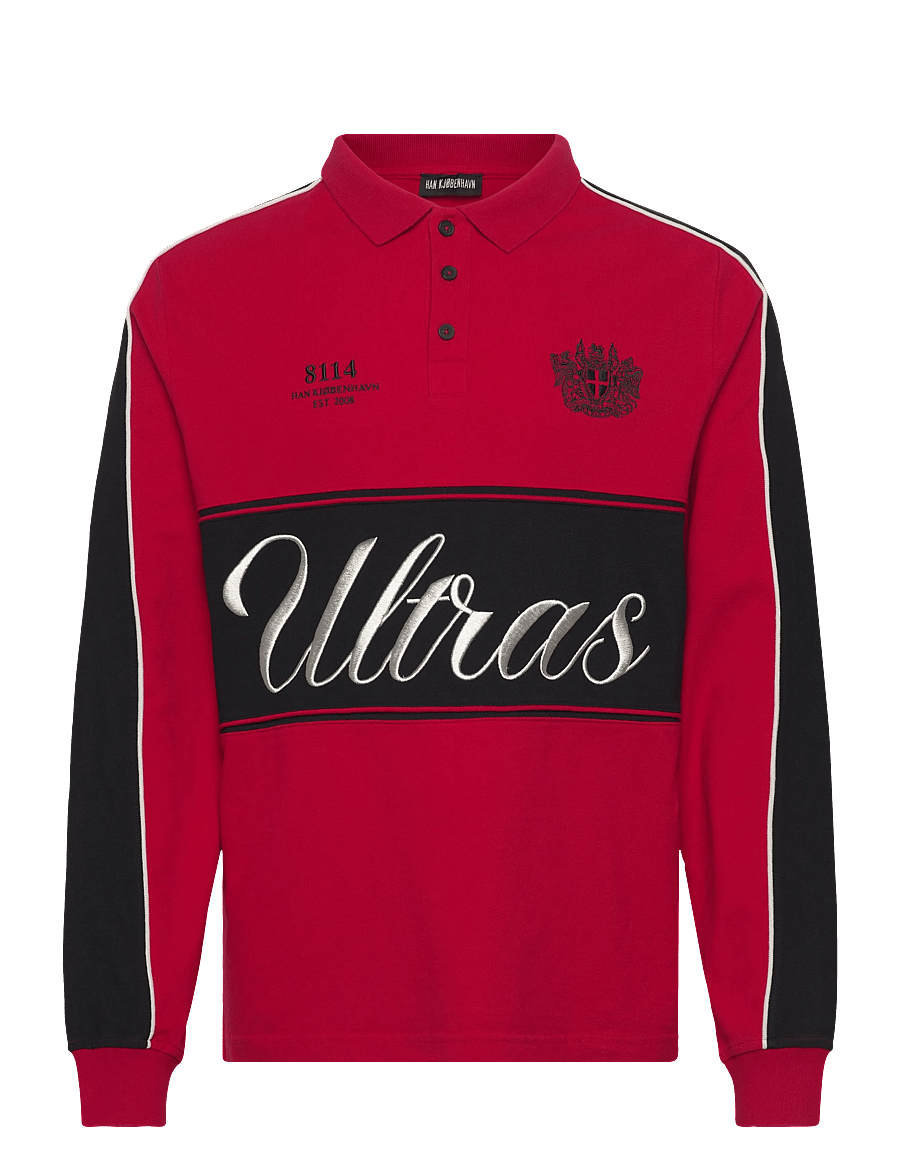 HAN Kjøbenhavn - Logo LS Polo Shirt - long-sleeved polos - red - 1