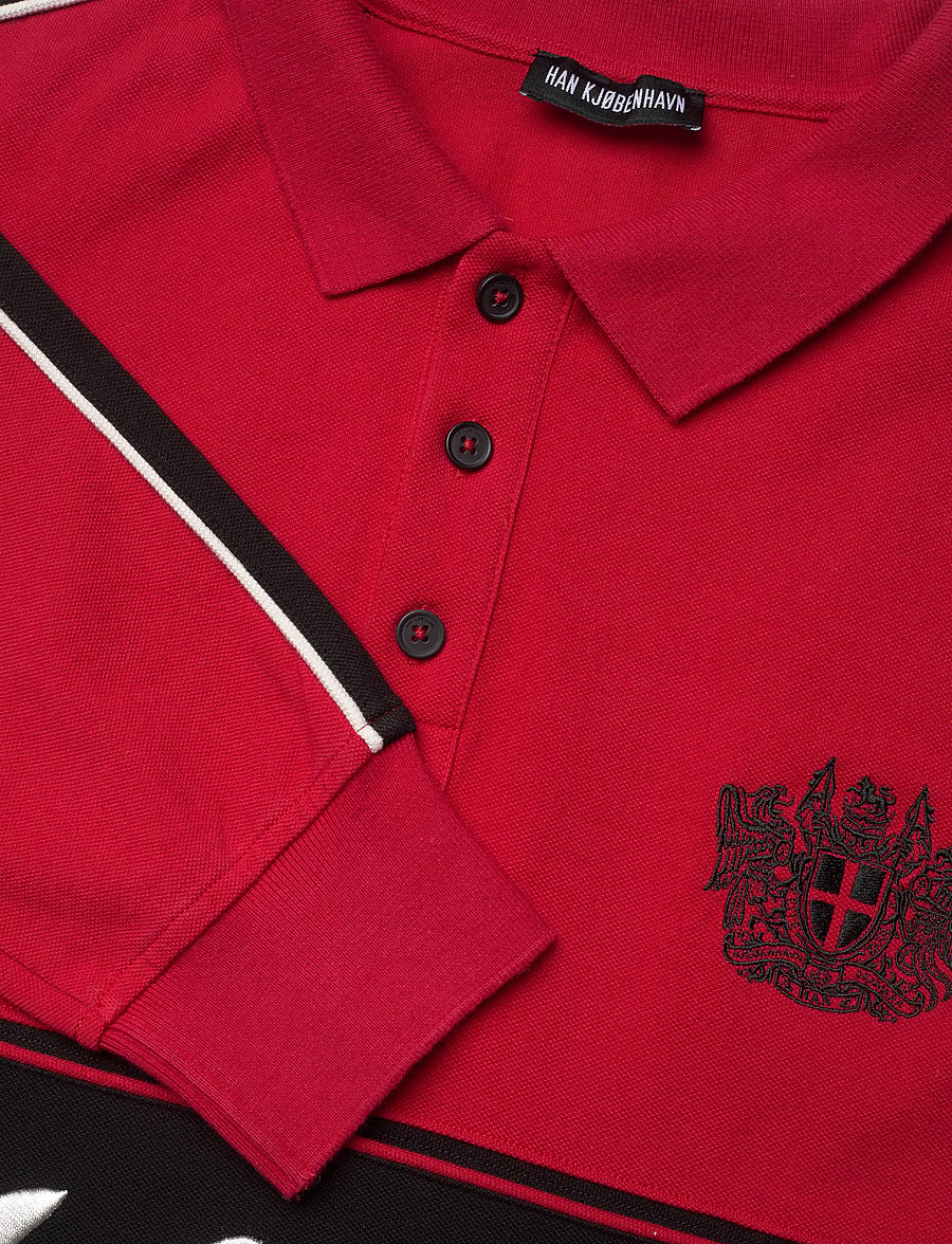 HAN Kjøbenhavn - Logo LS Polo Shirt - long-sleeved polos - red - 5