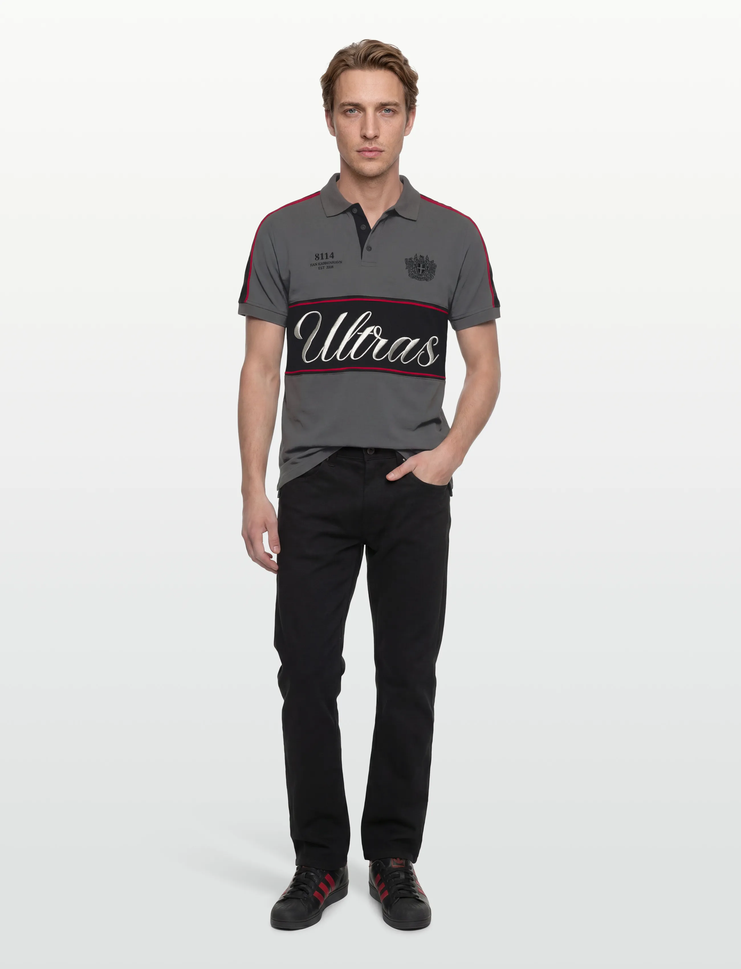 HAN Kjøbenhavn Logo Polo Tee, Mænd, Logo Poloshirt, Grå, Str: L