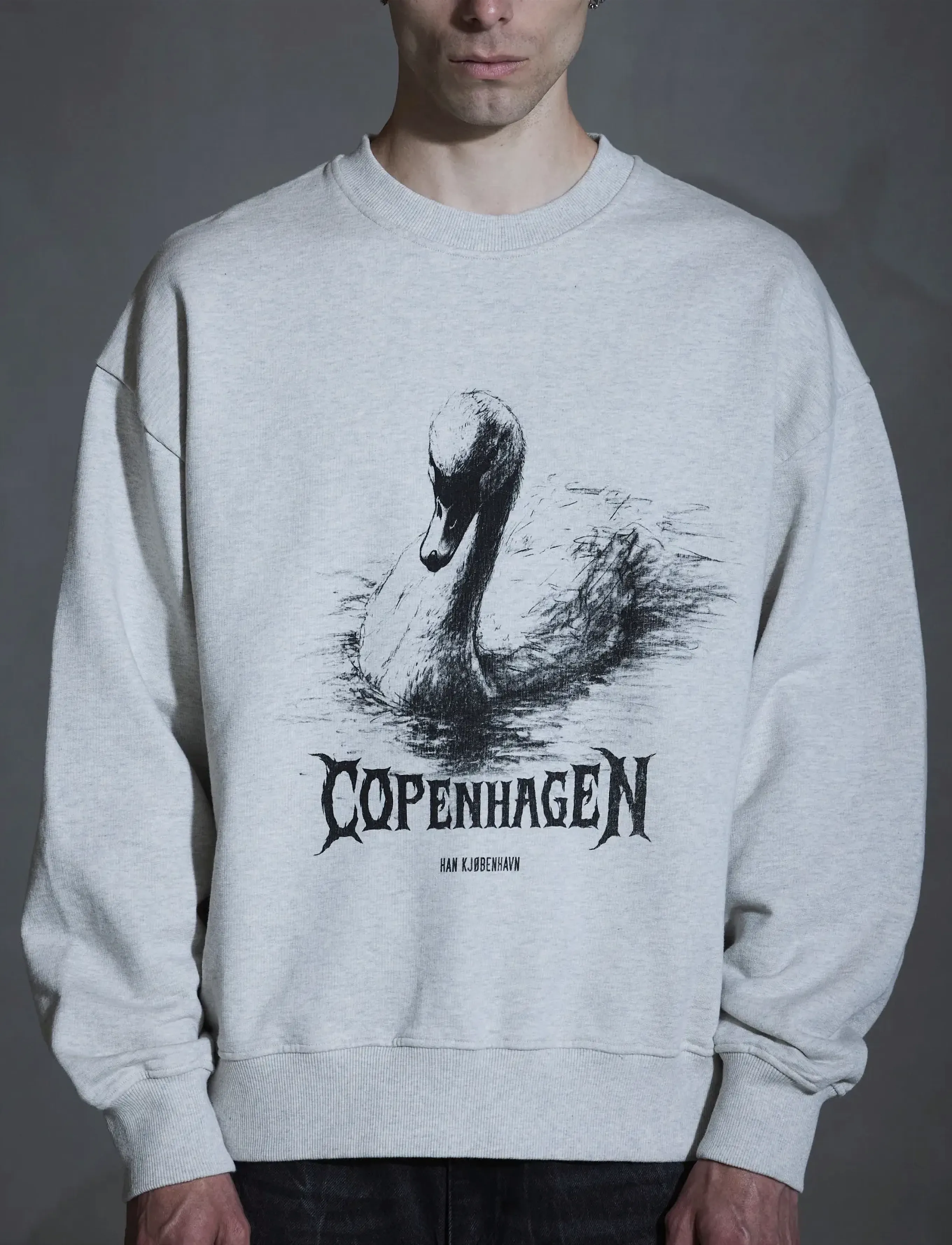 HAN Kjøbenhavn HK Swan Oversized Crewneck - Sweatshirts - LIGHT GREY MELANGE / grey