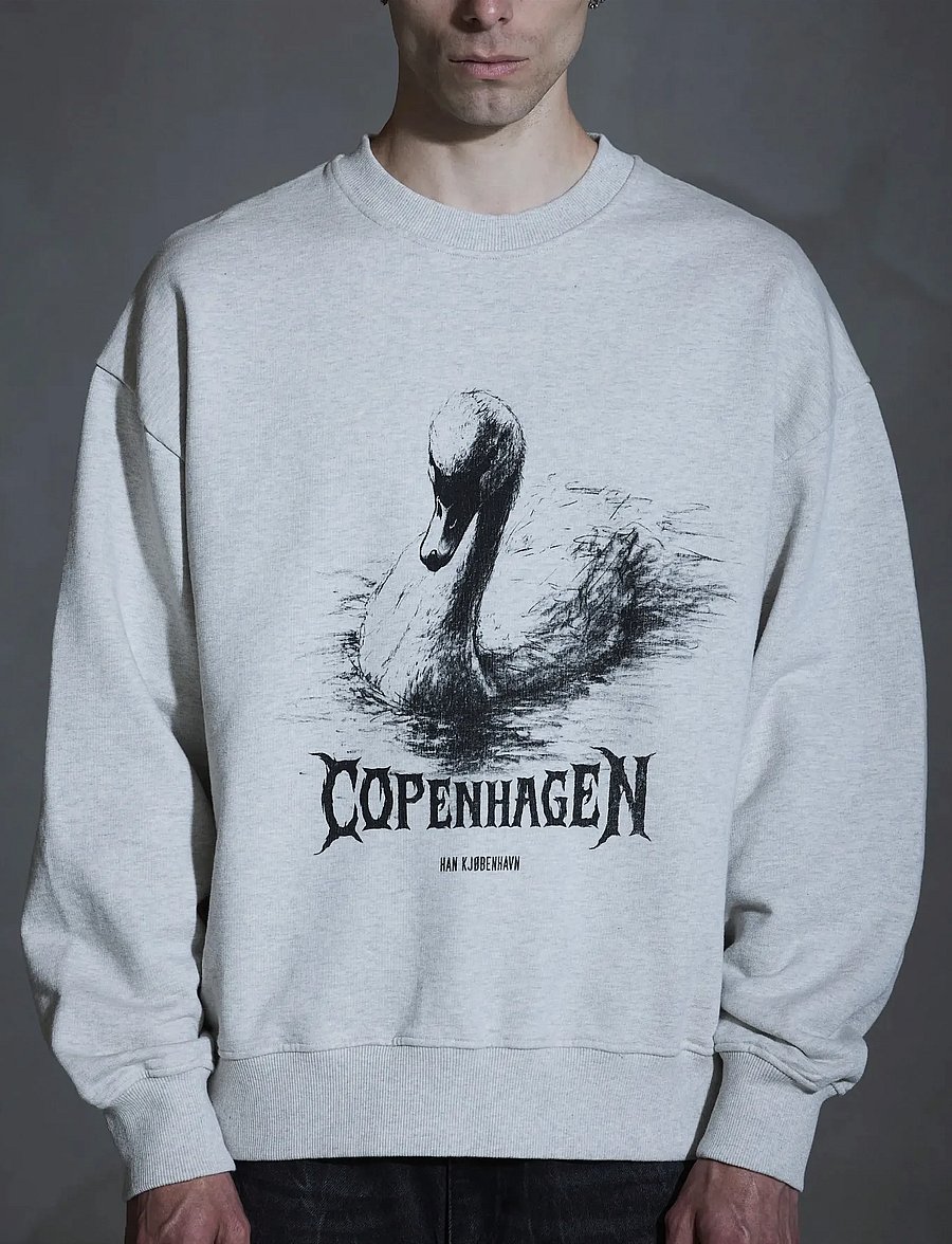 HAN Kjøbenhavn - HK Swan Oversized Crewneck - shop by occasion - light grey melange - 0
