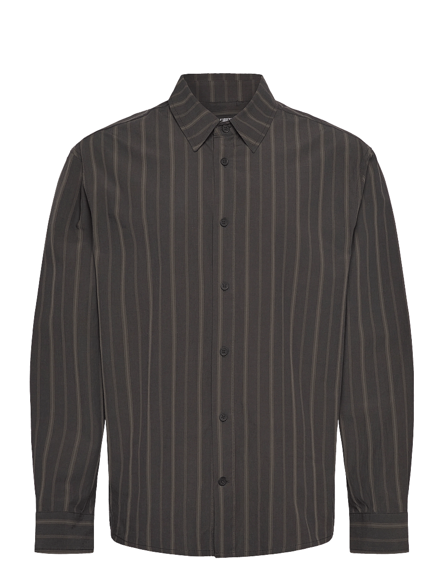 HAN Kjøbenhavn - Washed Stripe Long Sleeve Shirt - basic skjorter - dark brown - 1