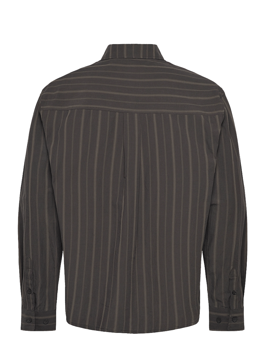 HAN Kjøbenhavn - Washed Stripe Long Sleeve Shirt - basic skjorter - dark brown - 2