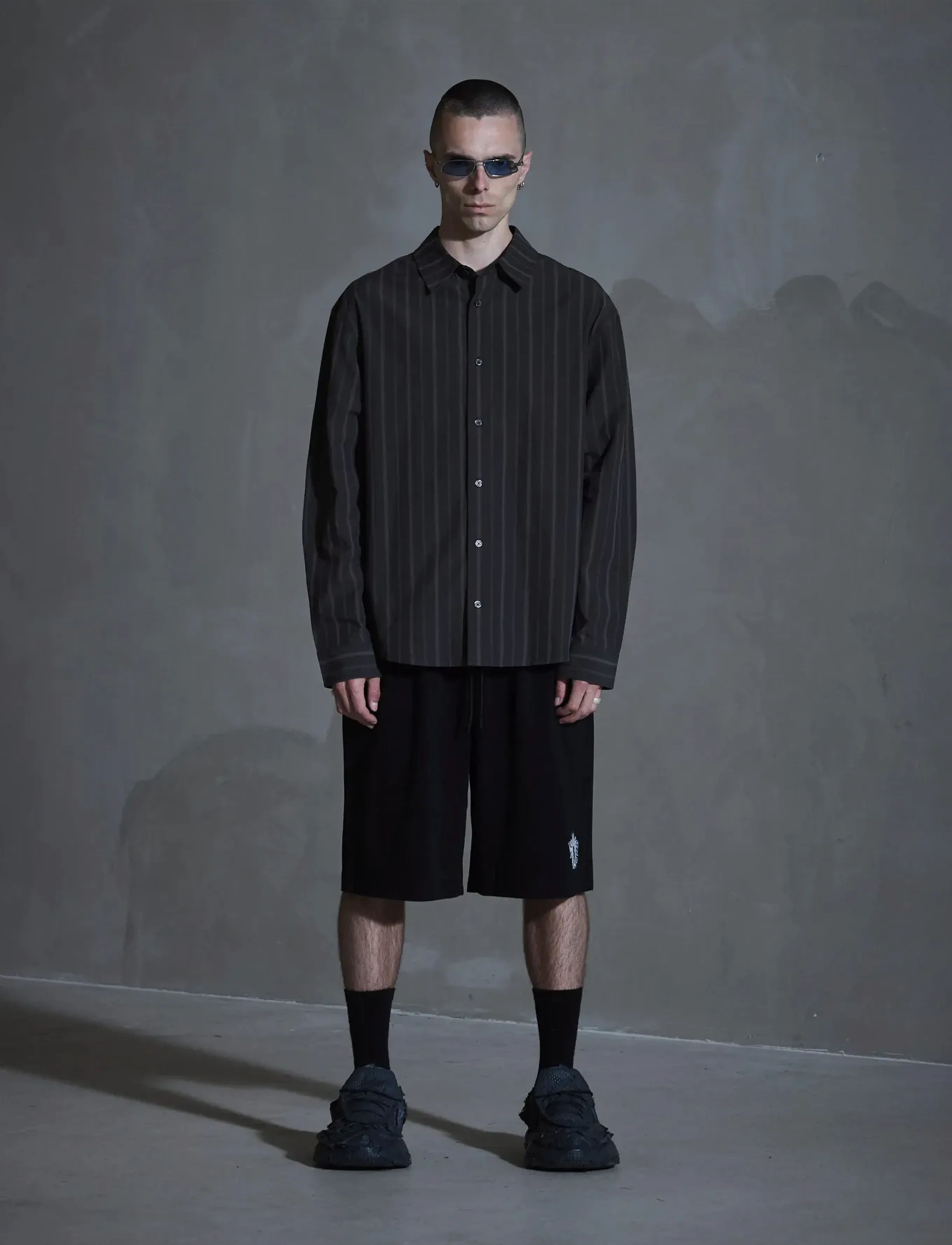 HAN Kjøbenhavn Washed Stripe Long Sleeve Shirt, 54, Brown, Shirts > Pattern Shirts, Herre