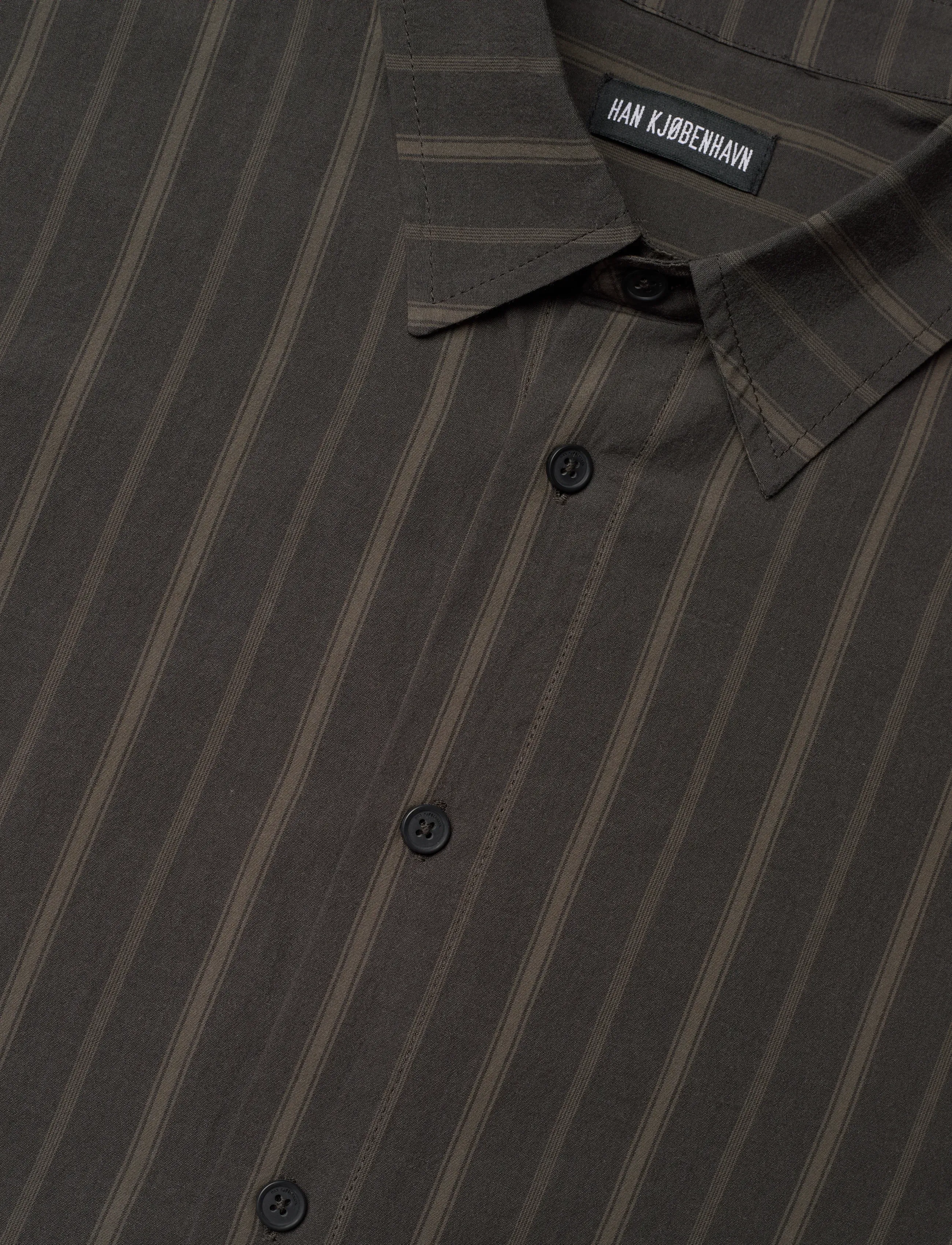 HAN Kjøbenhavn - Washed Stripe Long Sleeve Shirt - basic skjorter - dark brown - 3
