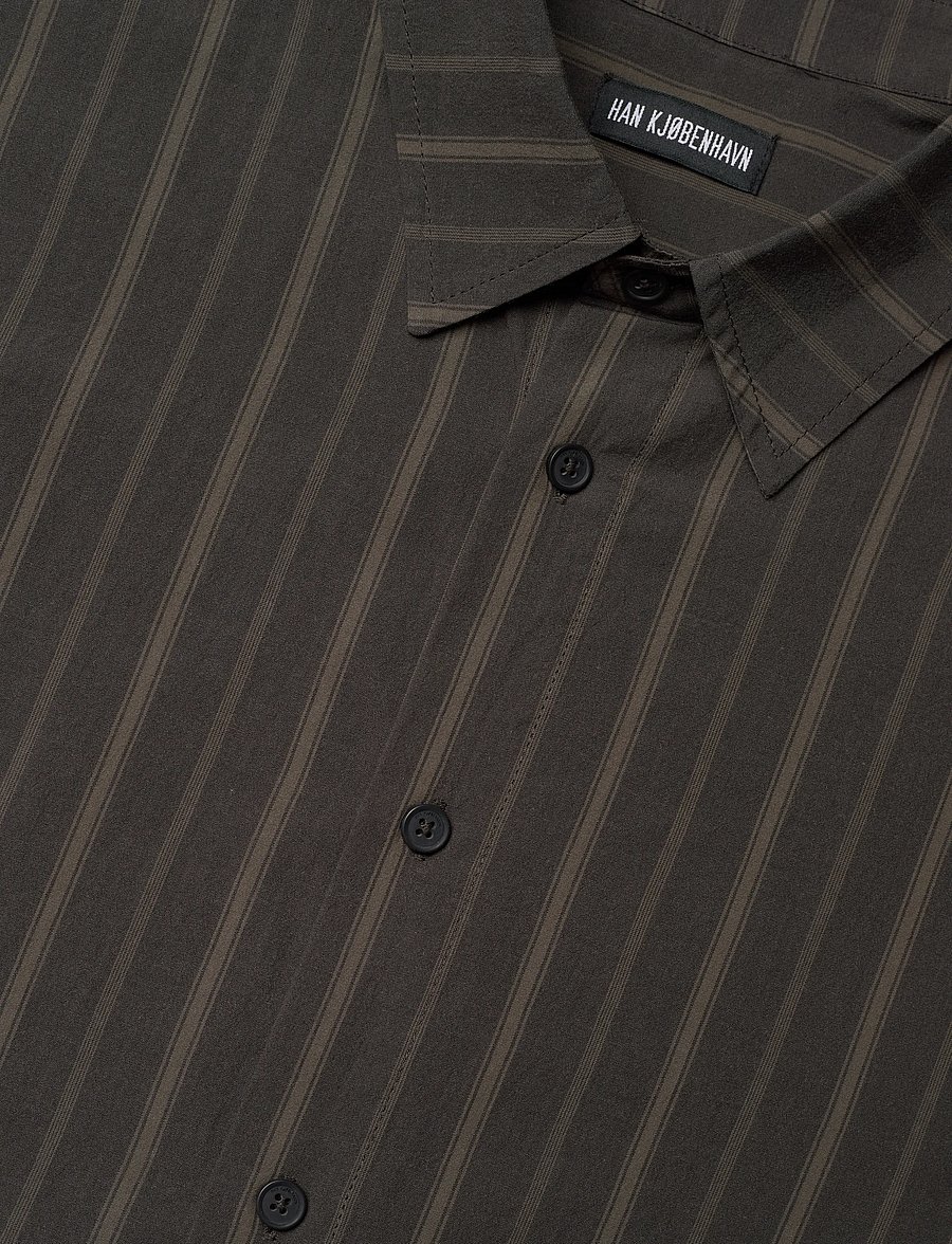 HAN Kjøbenhavn - Washed Stripe Long Sleeve Shirt - basic skjorter - dark brown - 3