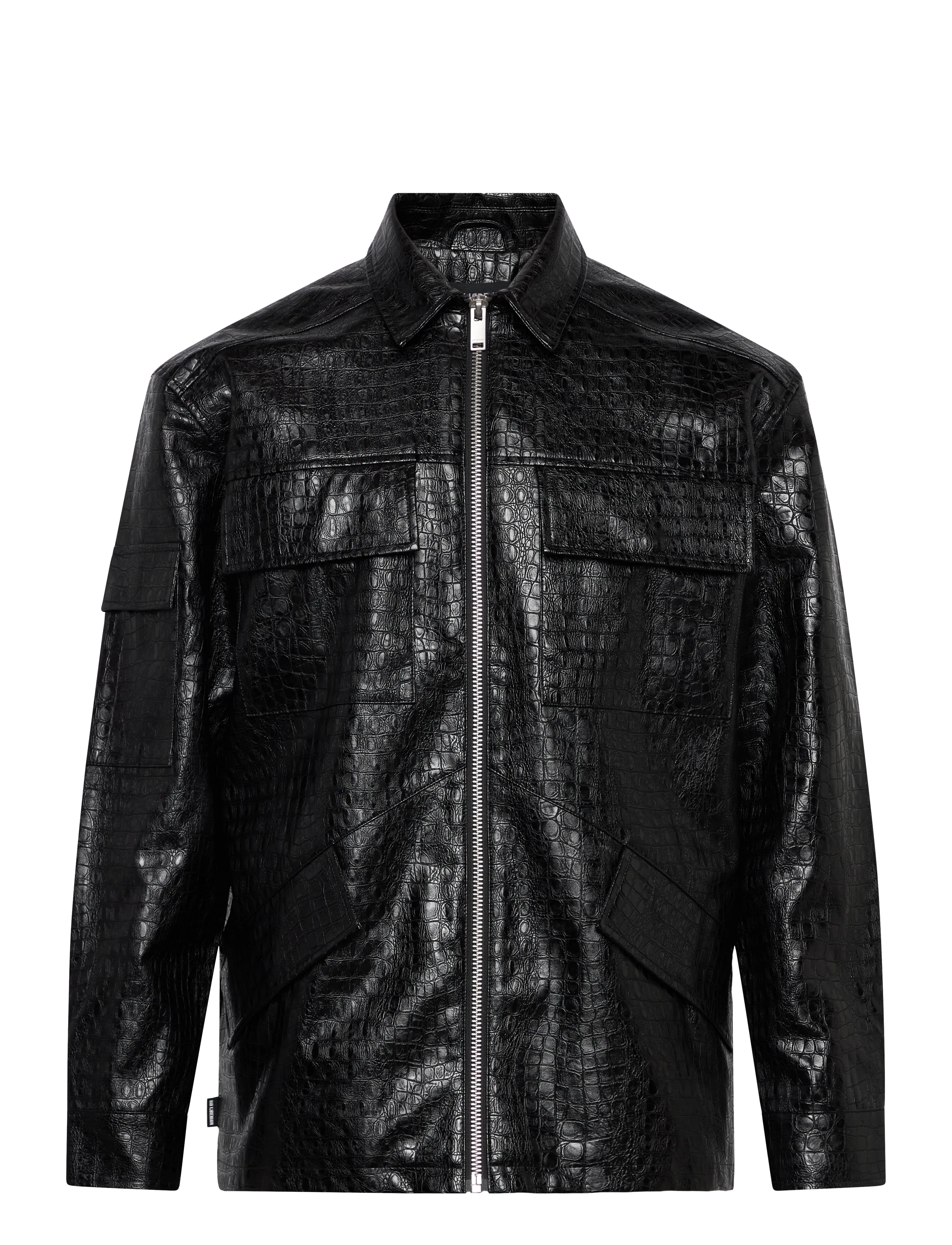 HAN KJØBENHAVN Faux Croc Overshirt Schwarz - 54 - Herren
