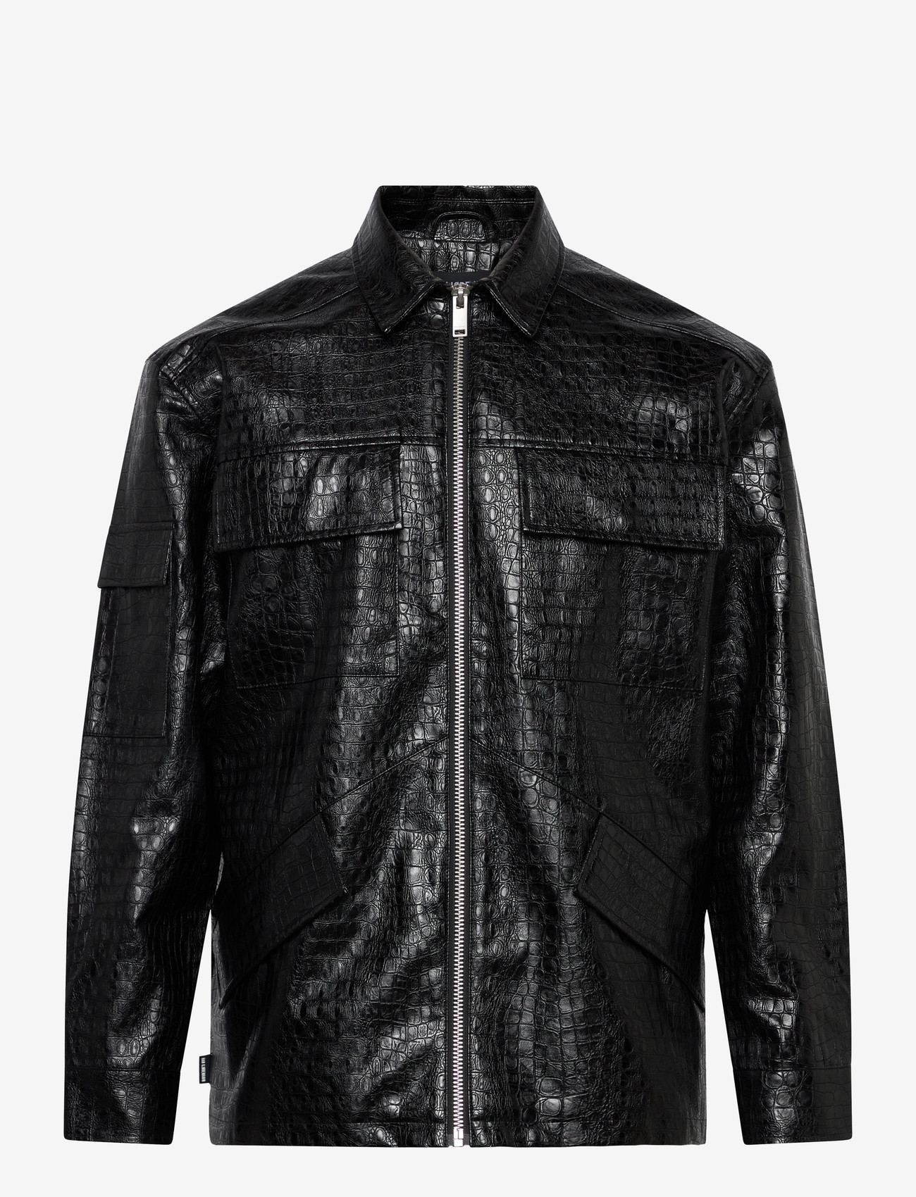 HAN Kjøbenhavn - Faux croc Overshirt - trench coats - black - 1