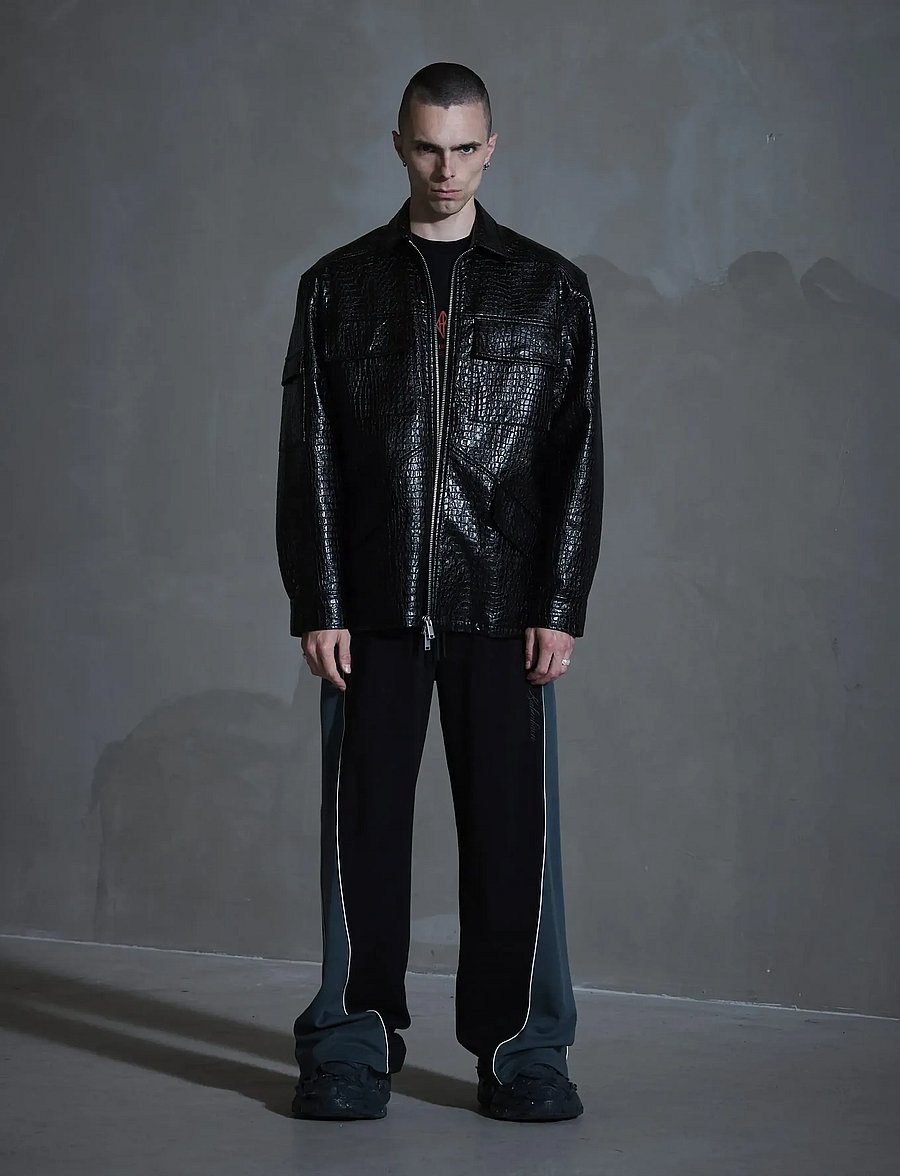 HAN Kjøbenhavn - Faux croc Overshirt - trench coats - black - 3