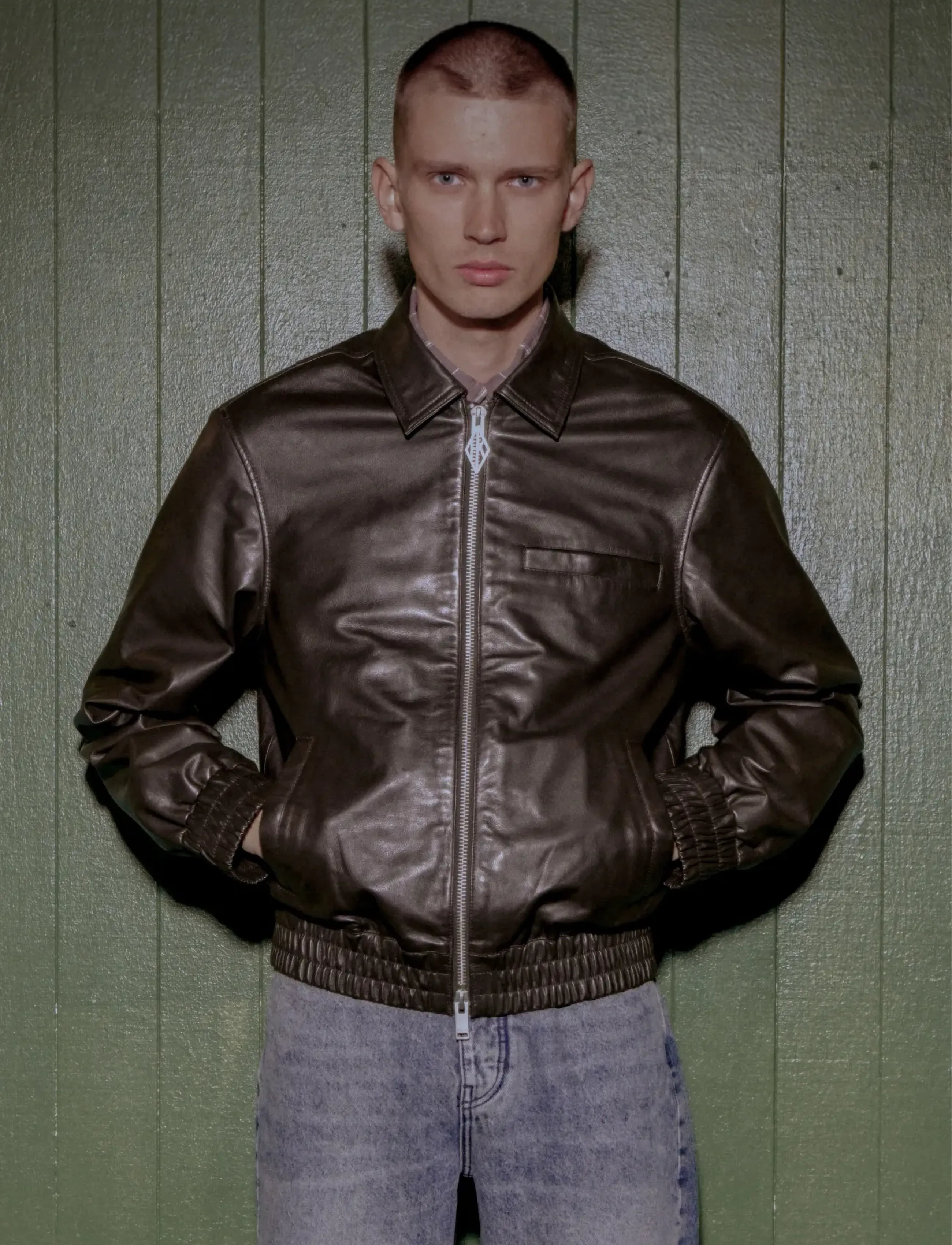 HAN Kjøbenhavn Leather Casual Jacket, 50, Jackets, Braun - Bomber Männerswear