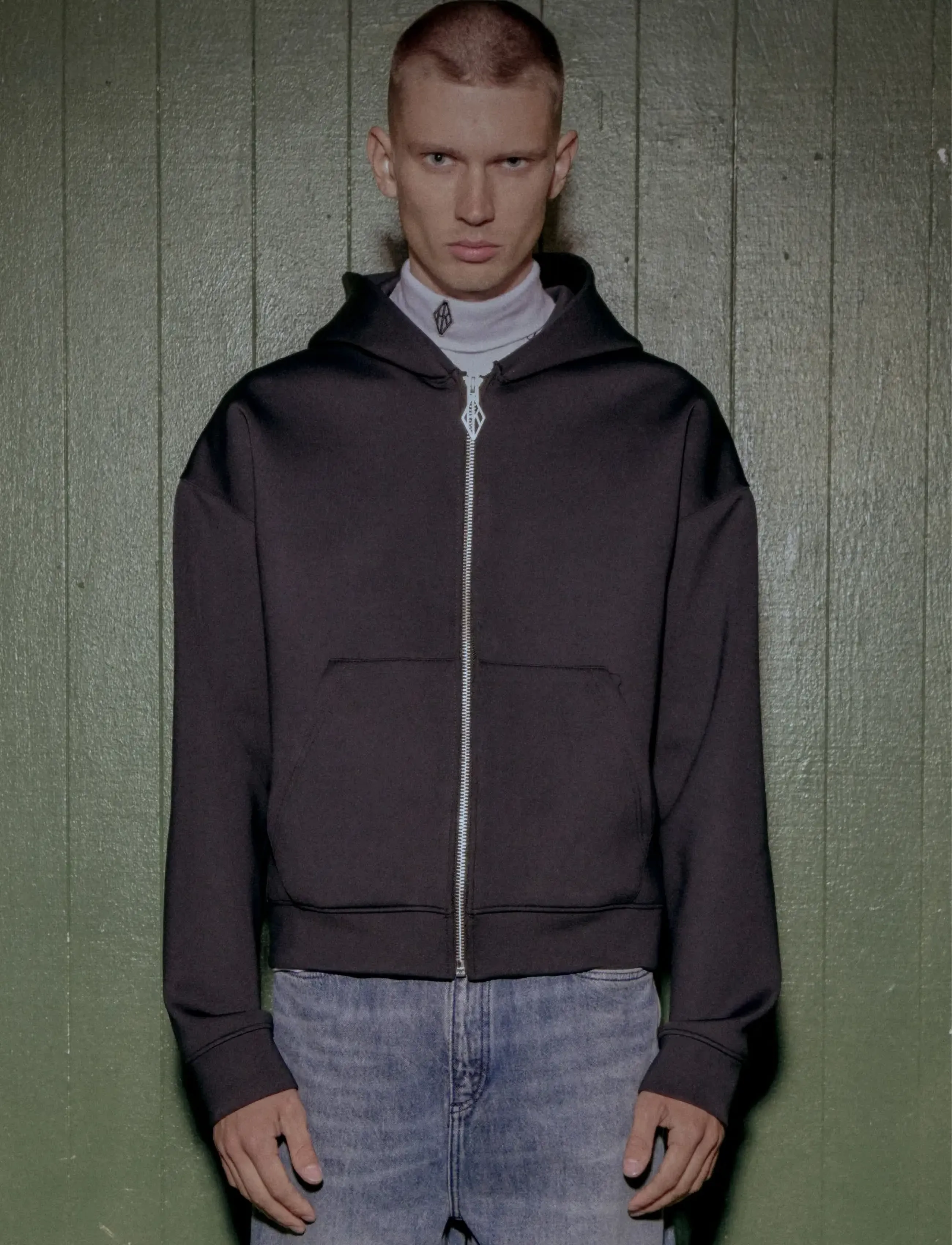 HAN Kjøbenhavn Neoprene Hoodie, Hættetrøje Med Lynlås, Sort, Str: S