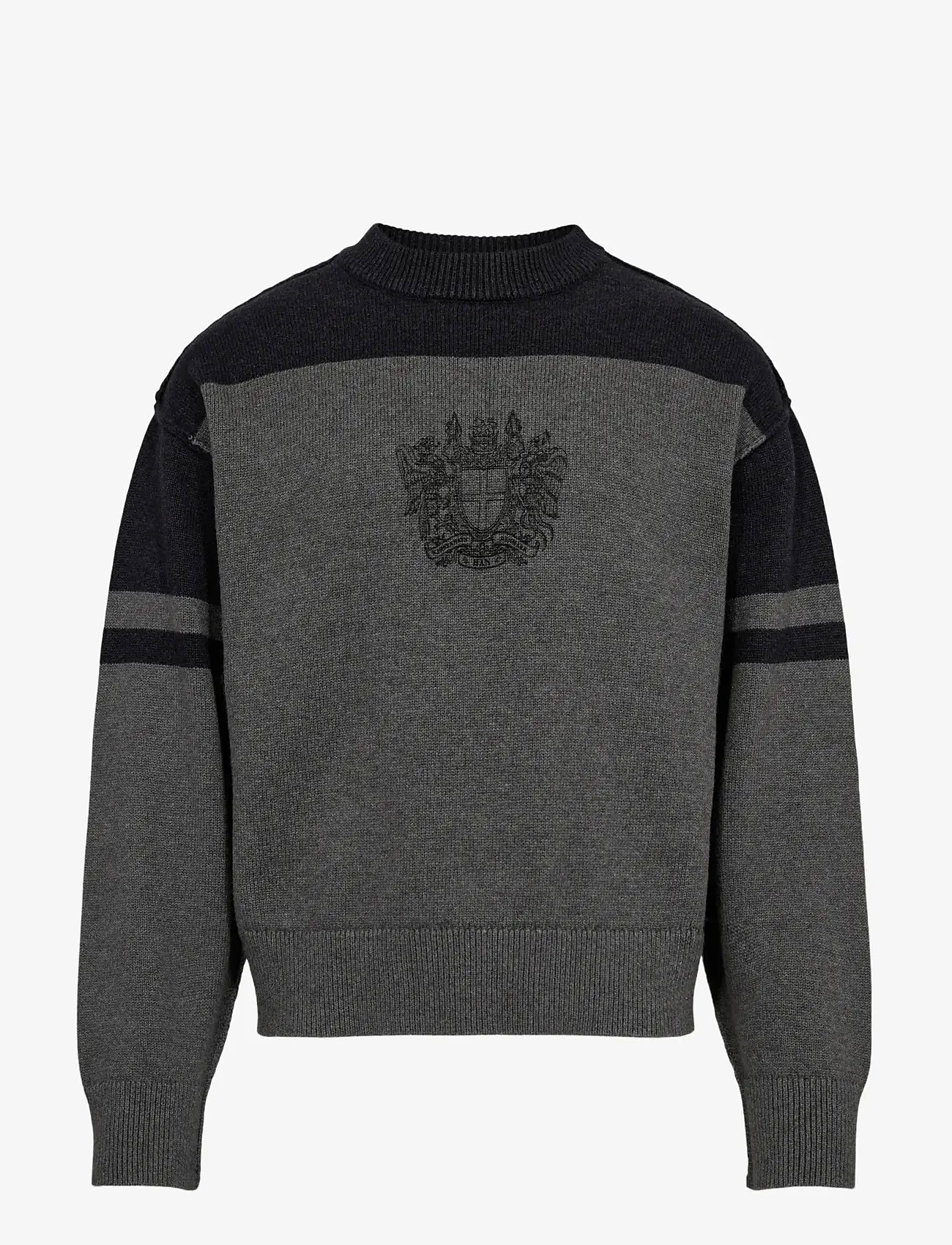 HAN Kjøbenhavn - Crest Jacquard Knit - round necks - black - 1