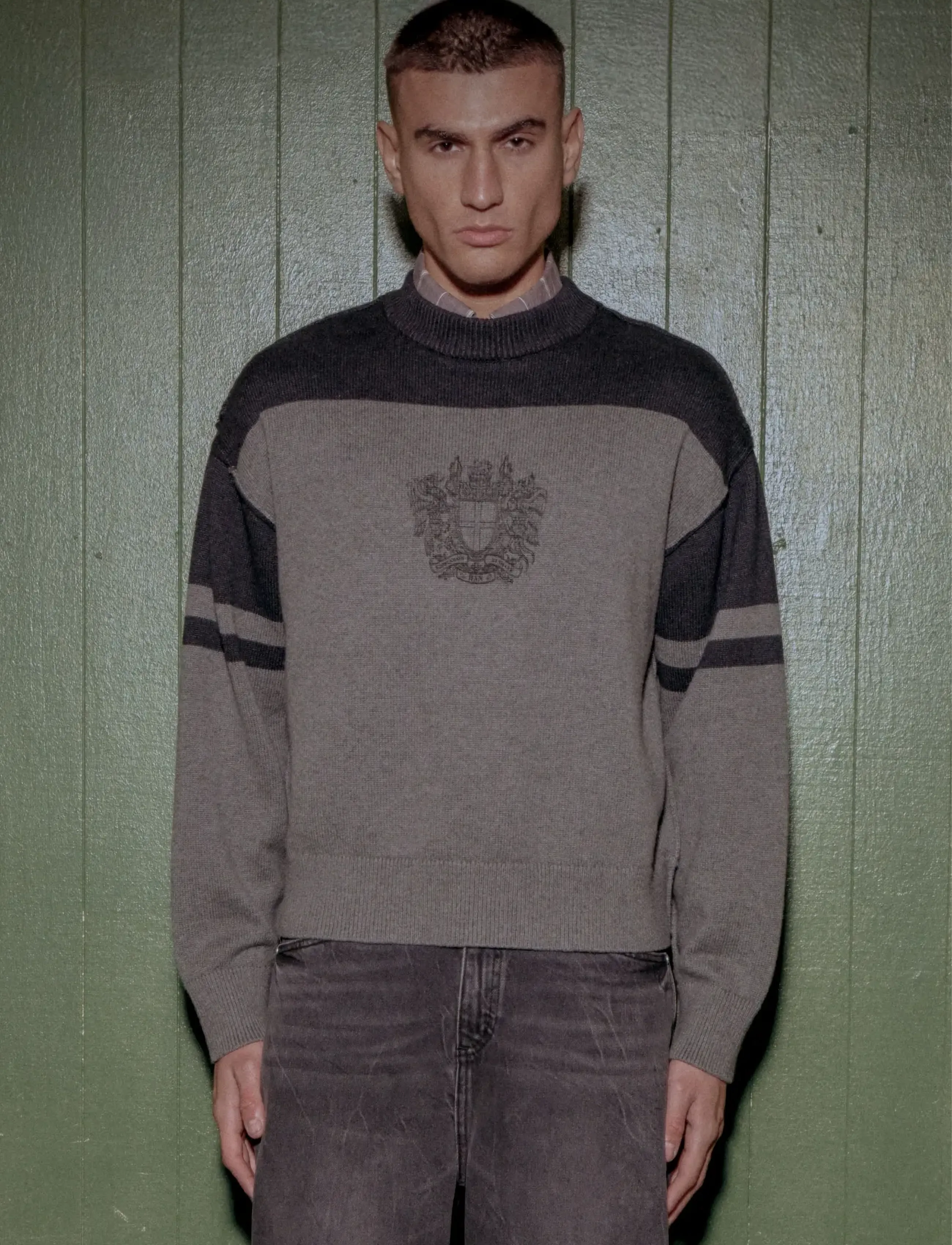 HAN Kjøbenhavn Crest Jacquard Knit - Skandinaviškas - BLACK / multi